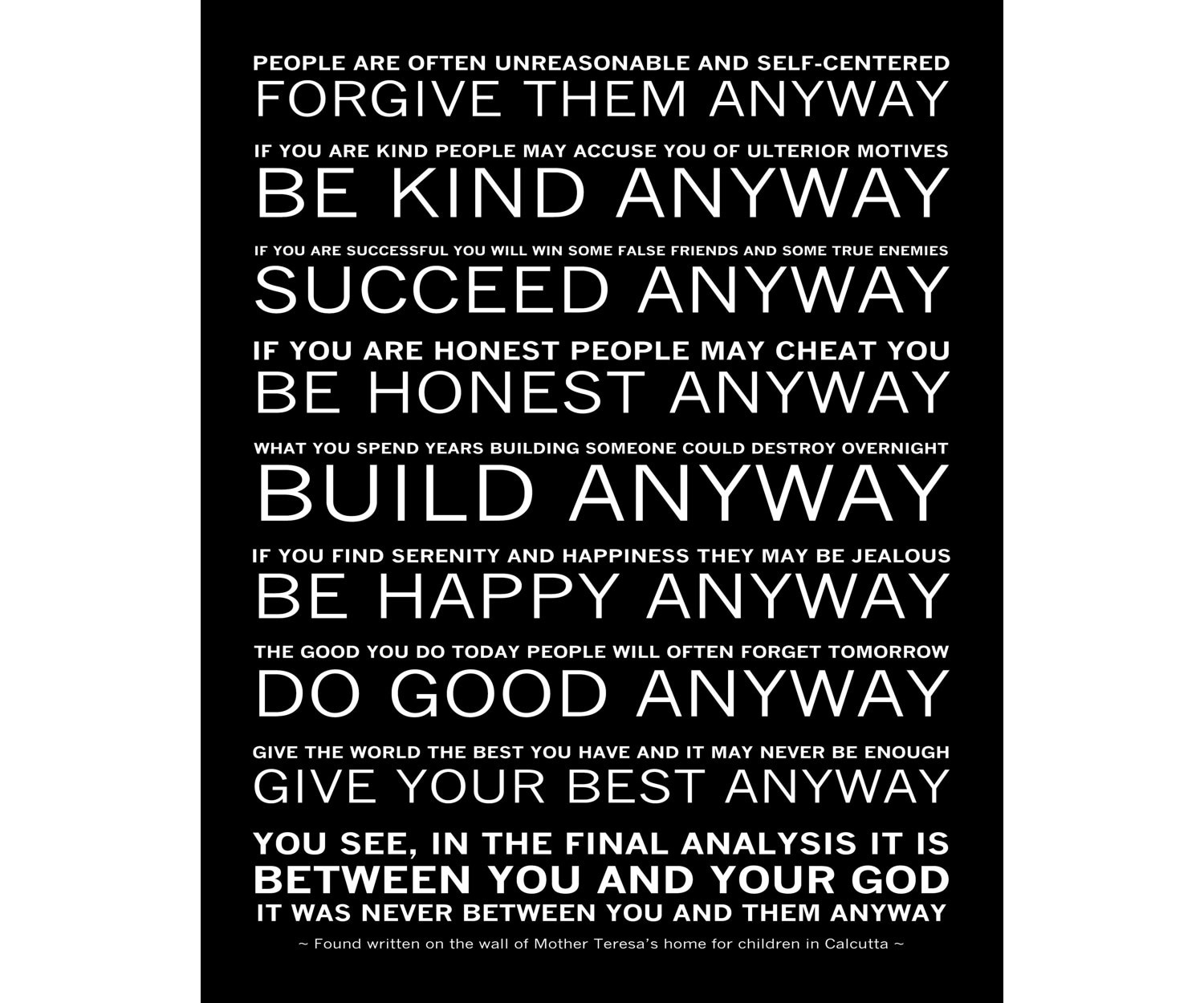 Do It Anyway Poem - Mother Teresa - Instant Download - Printable File with regard to Do It Anyway Mother Teresa Printable