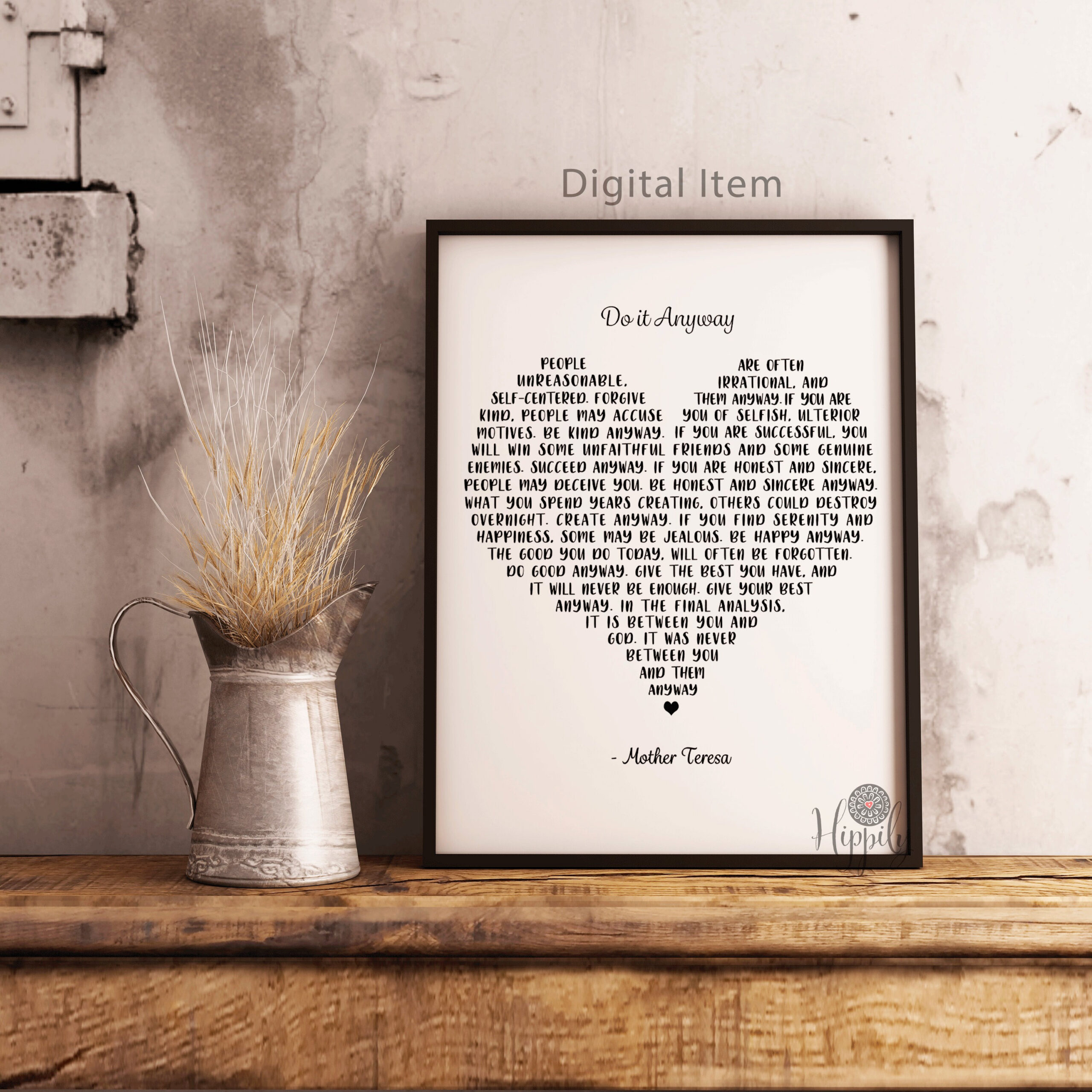 Do It Anyway Print-Mother Teresa Printable-Santa Teresa Prayer-Santa Teresa-Saint Teresa-Mother Teresa Quotes-Mother Teresa Wall Art intended for Do It Anyway Mother Teresa Printable