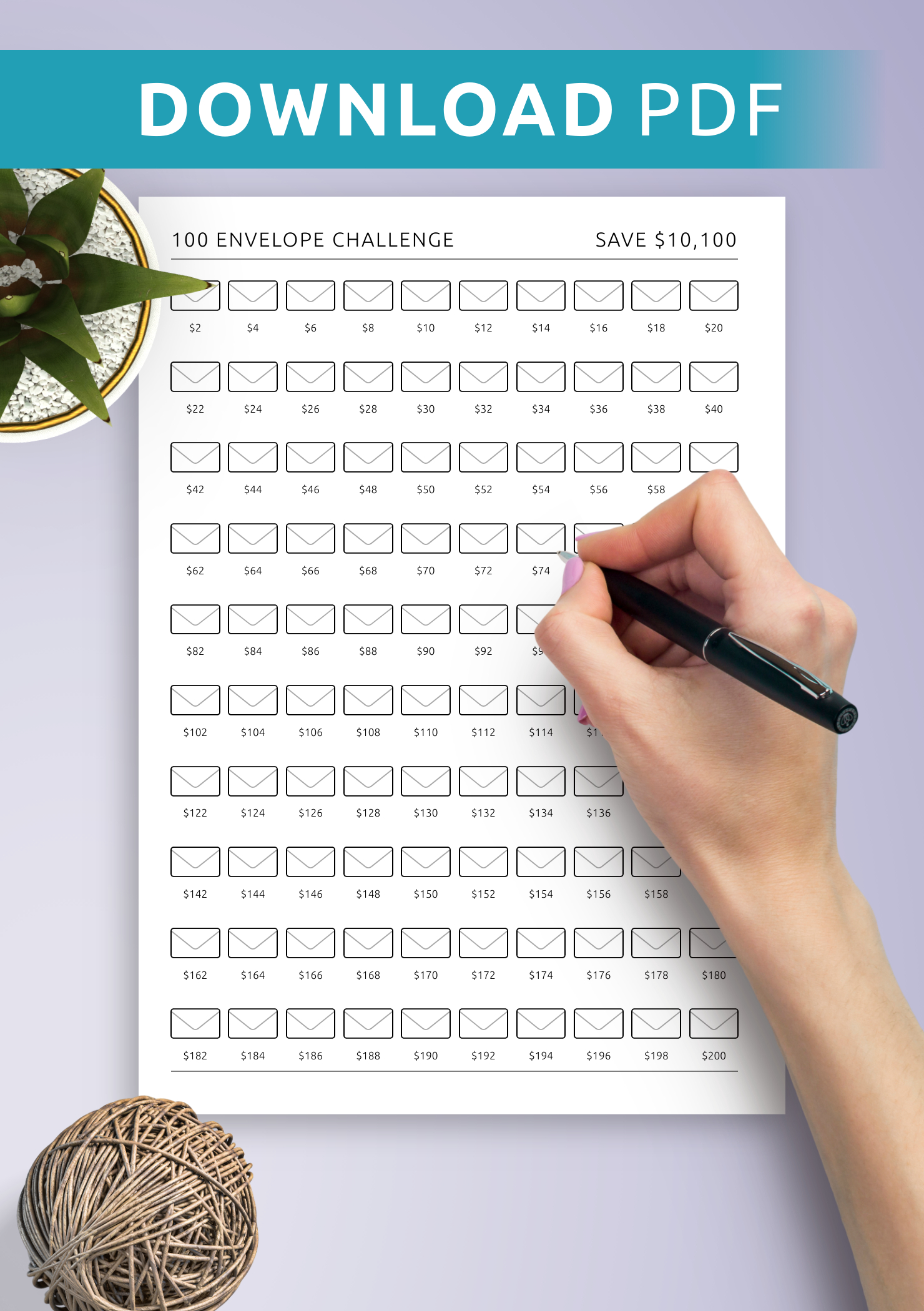 Download 100 Envelope Challenge Template For Saving $5,050 within 100 Envelope Challenge Tracker Printable