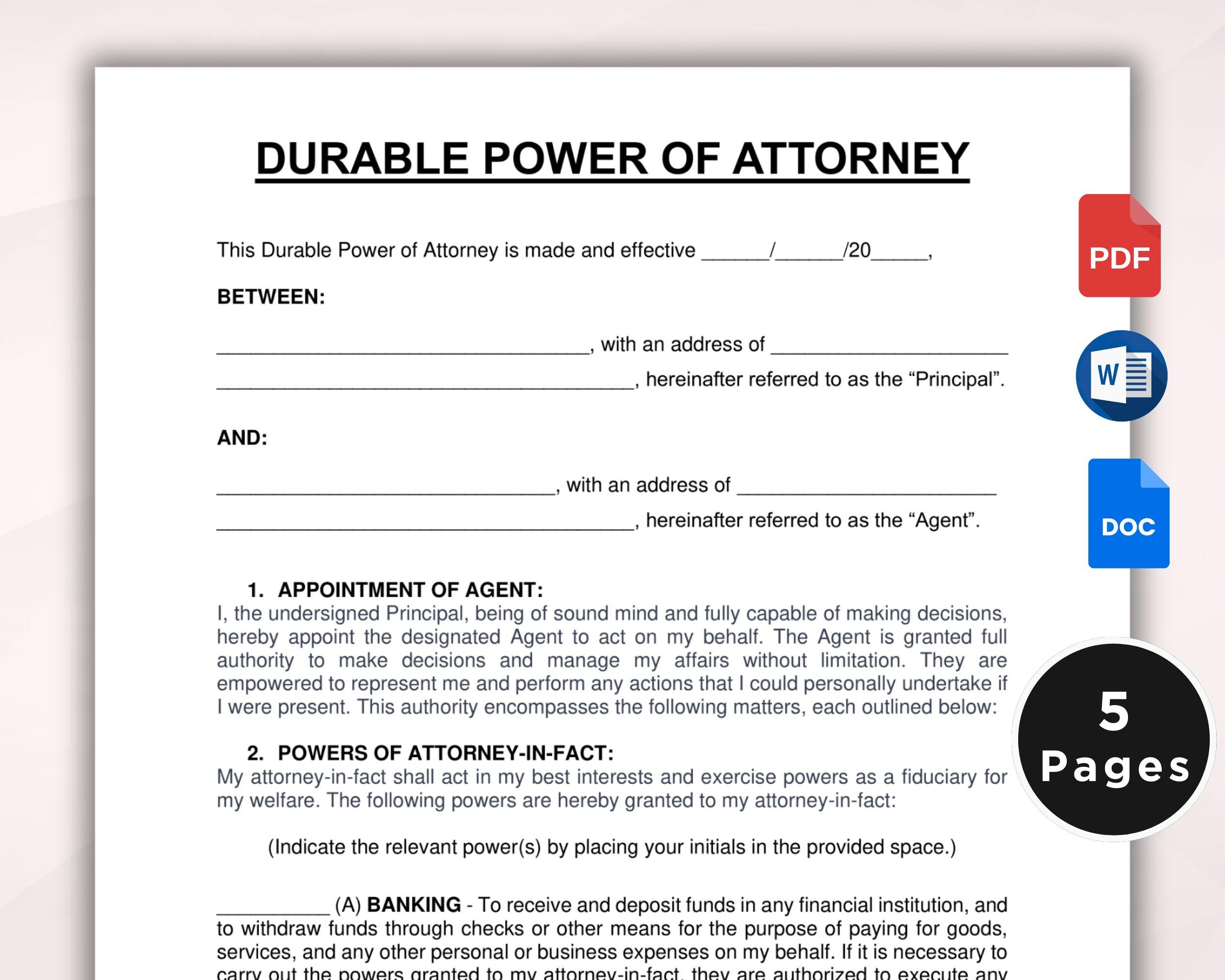 Druckbare Haltbare Vollmacht Vorlage. Langlebige Vollmachtsmaske with Printable Durable Power Of Attorney Form