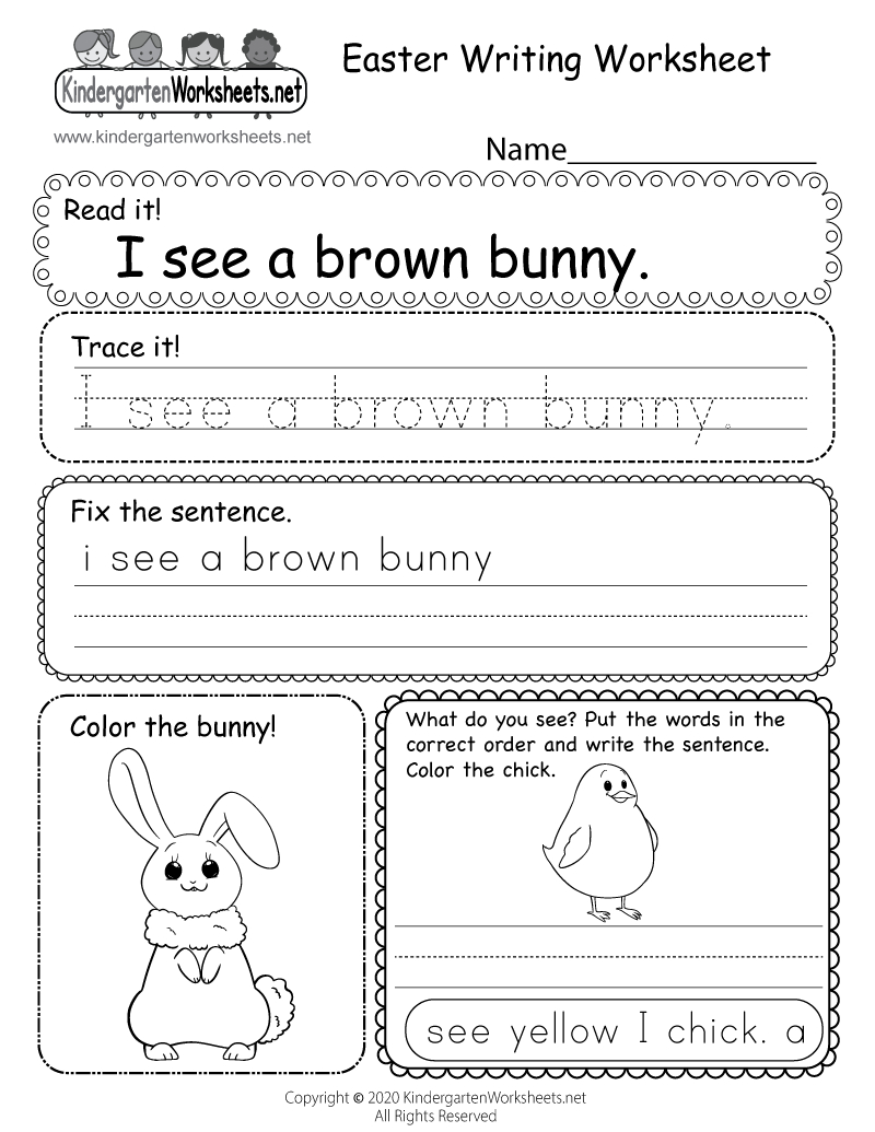 Easter Writing Worksheet - Free Printable, Digital, & Pdf inside Printable Writing Worksheets For Kindergarten
