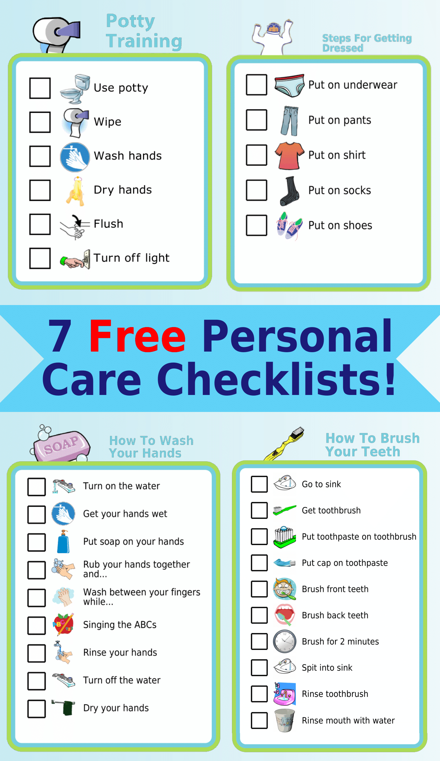Editable Hygiene Checklists W/ Pictures For Kids: Mobile & Printed inside Printable Daily Personal Hygiene Checklist