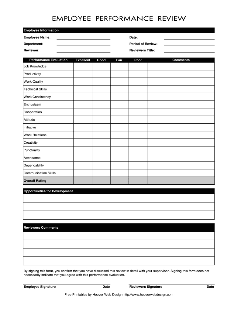 Employee Review Form - Fill Online, Printable, Fillable, Blank with Printable Employee Performance Review Template