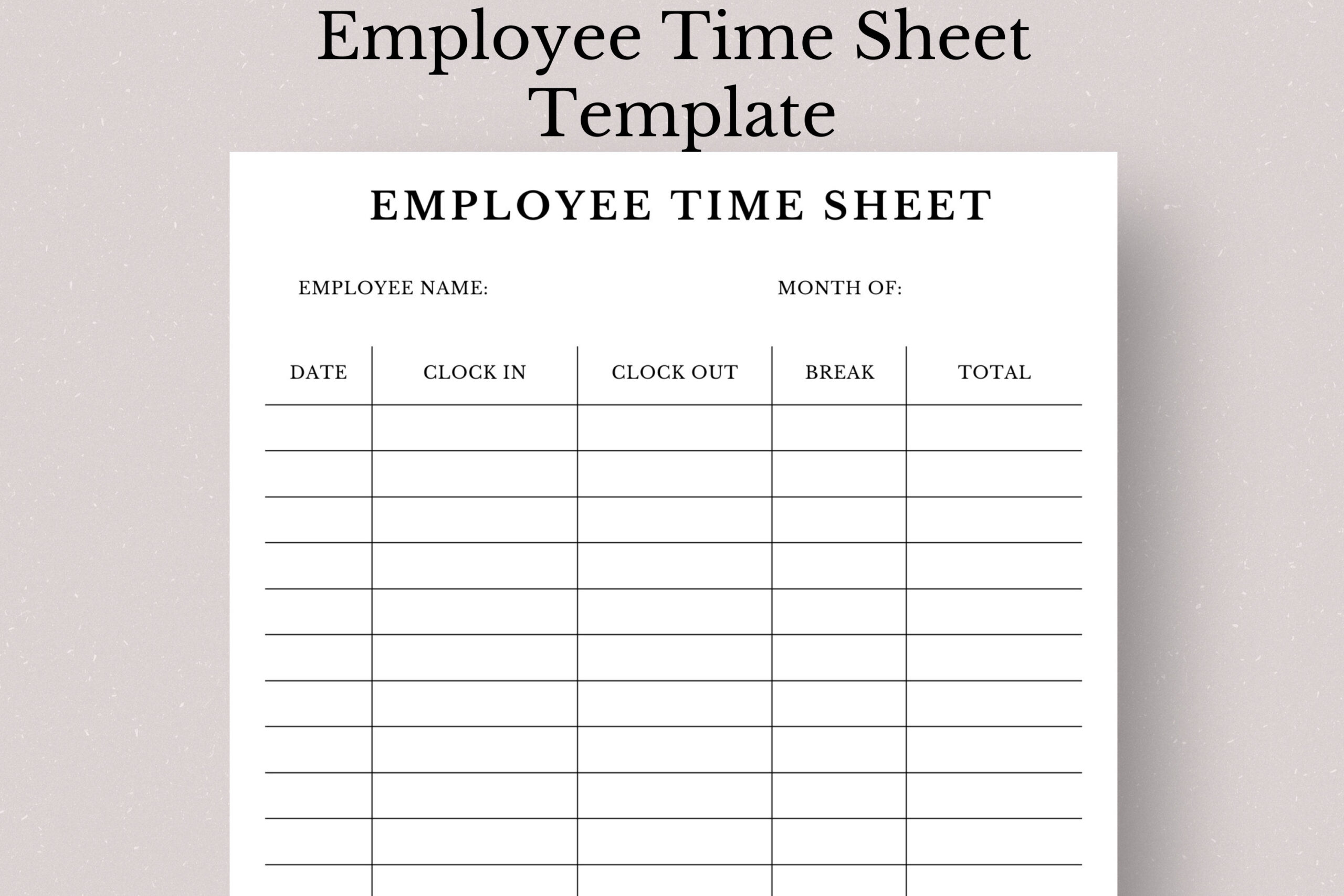 Employee Time Sheet, Employee Work Log Sheet, Clock In And Out intended for Free Printable Clock In And Out Sheet