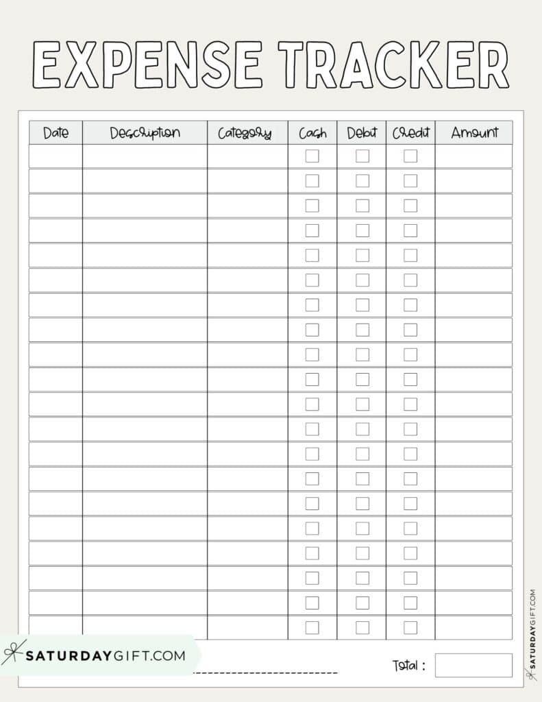 Expense Tracker Printable - 26 Cute &amp;amp; Free Spending Logs with regard to Freee Detailed Printable Spending Tracker