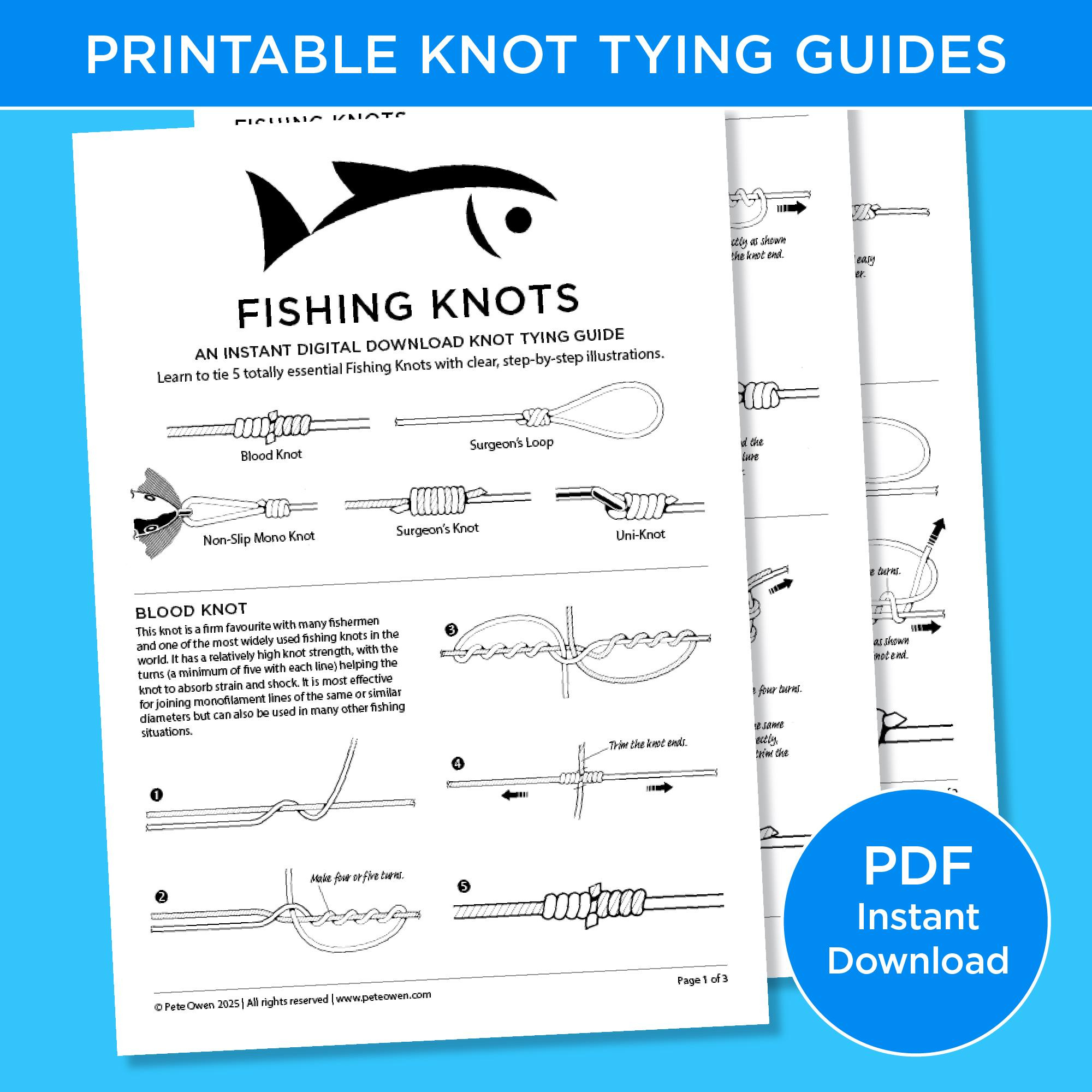 Fishing Knots | Printable Knot Tying Guide | Instant Download | A4 throughout Printable Knot Tying Guide