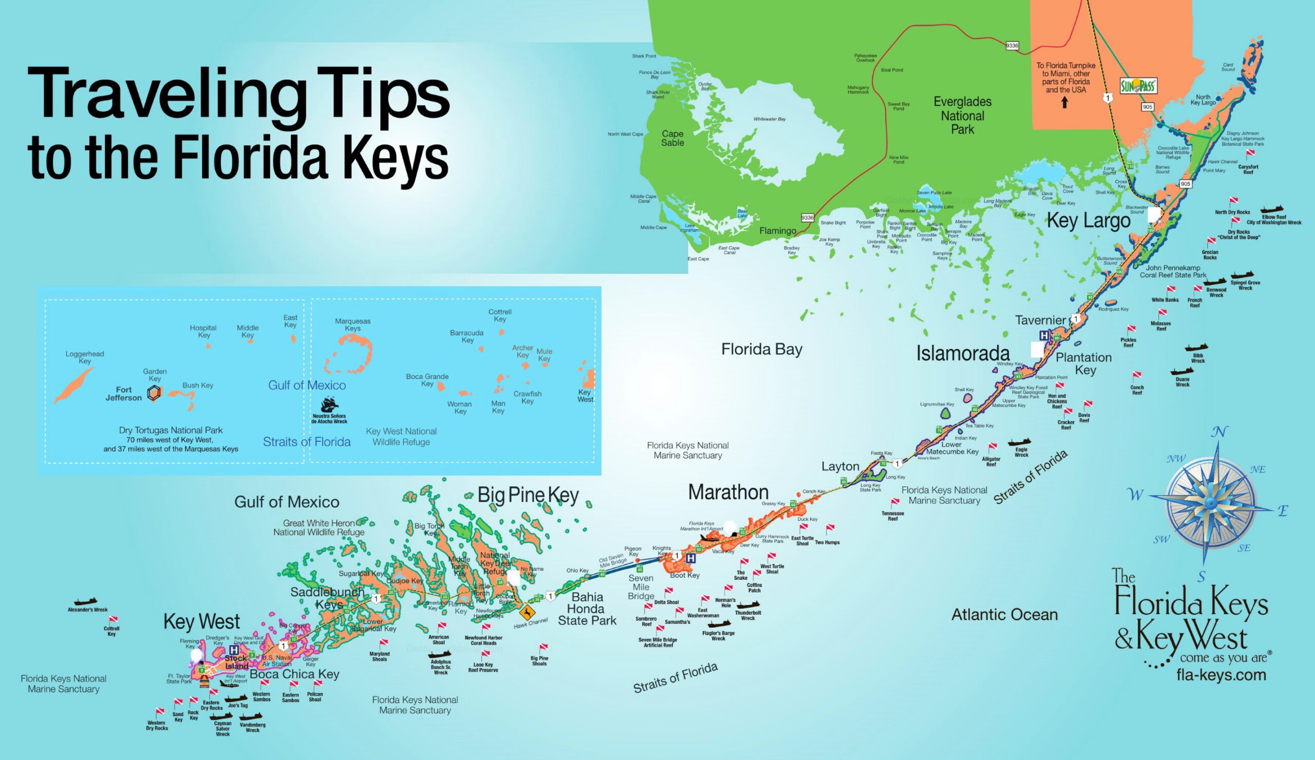 Florida Keys Tourist Map - Ontheworldmap regarding Printable Map of Florida Keys