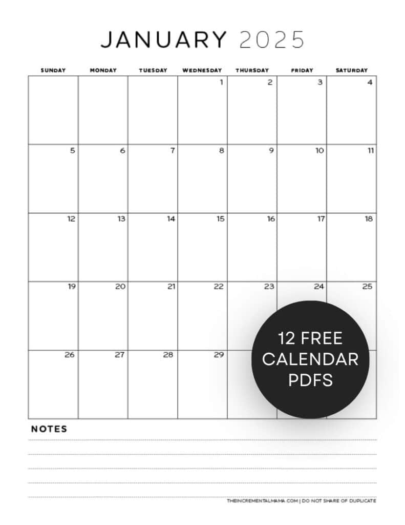 Free 2025 Monthly Calendar Pdf Printable With Lined Section - The inside A5 Monthly Planner Printable Free