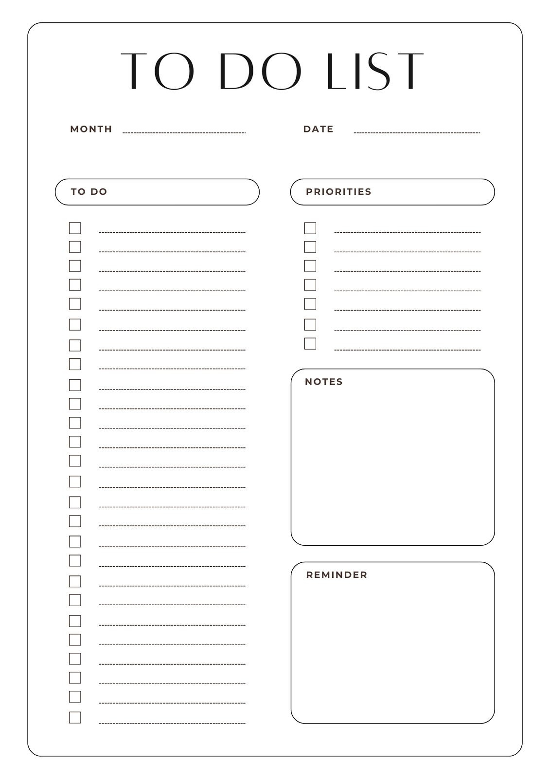 Free And Customizable To Do List Templates for To Do List Template Printable