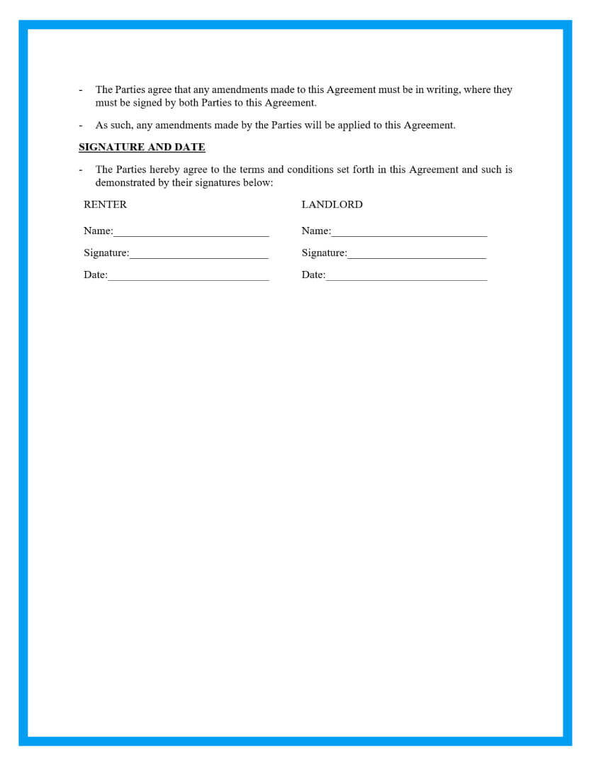 Free Basic Rental Agreement Template for Landlord Tenant Free Printable Basic Rental Agreement