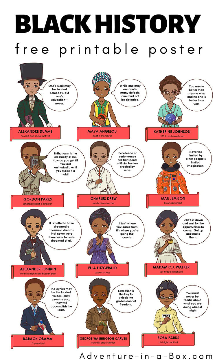 Free Black History Month Posters within Black History Month Printables Free
