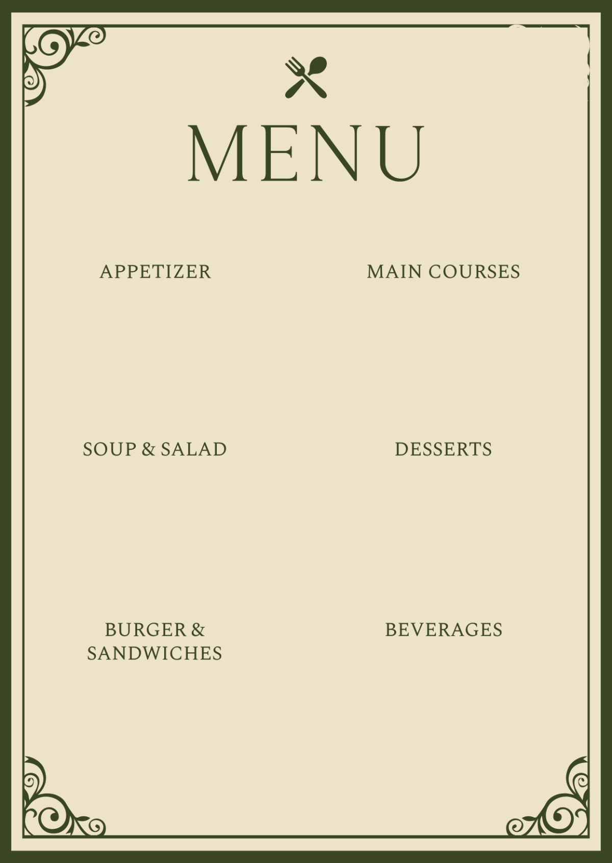Free Blank Menu Template To Edit Online pertaining to Free Printable Menu Templates