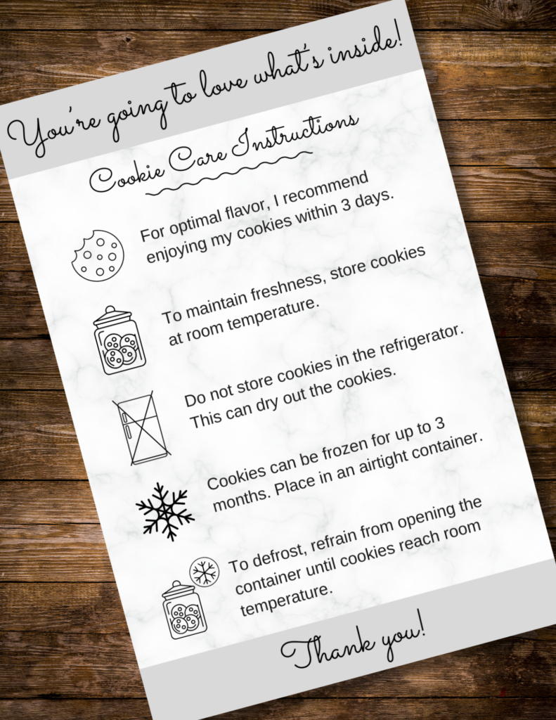 Free Cookie Care Cards You'Ve Been Asking For Are Here! - Your within Printable Care Instruction Cards Free