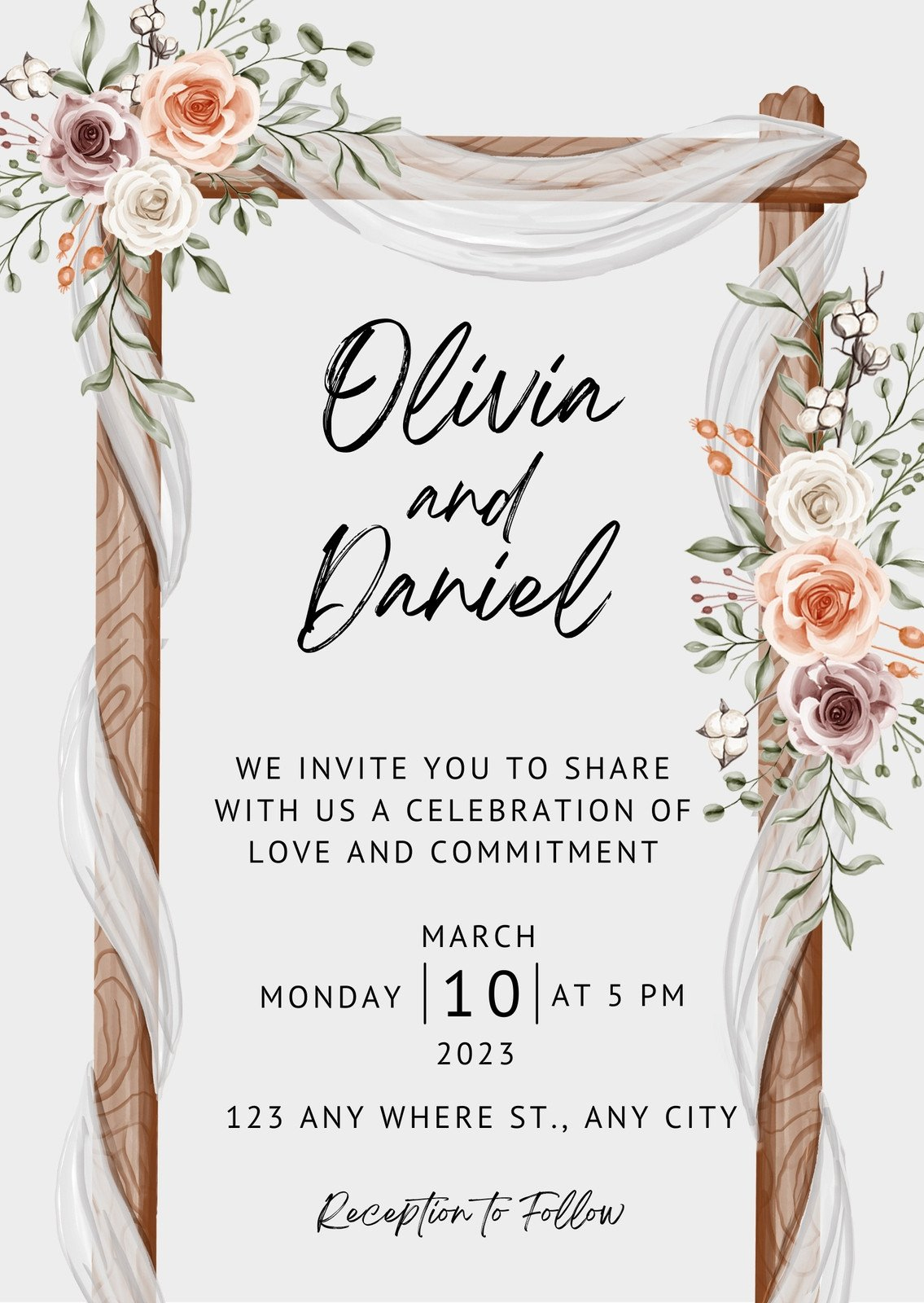 Free Custom Rustic Wedding Invitation Templates | Canva throughout Free Printable Wedding Cards Templates