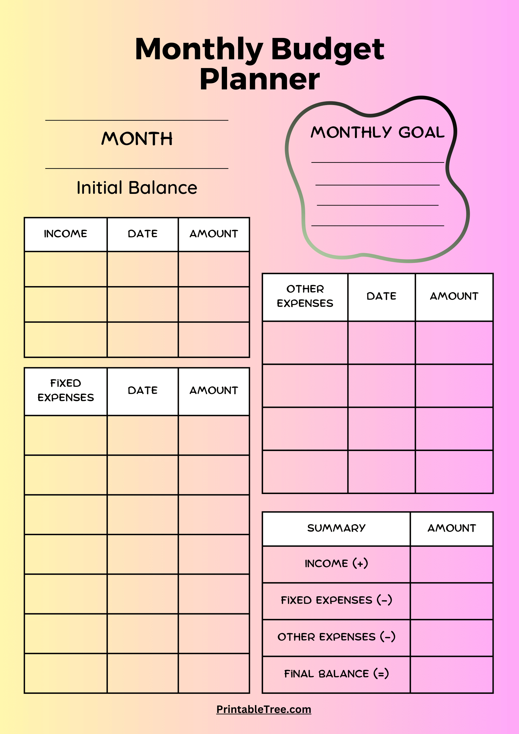 Free Download Printable Monthly Budget Planner Pdf Templates intended for Printable Monthly Budget Template Free