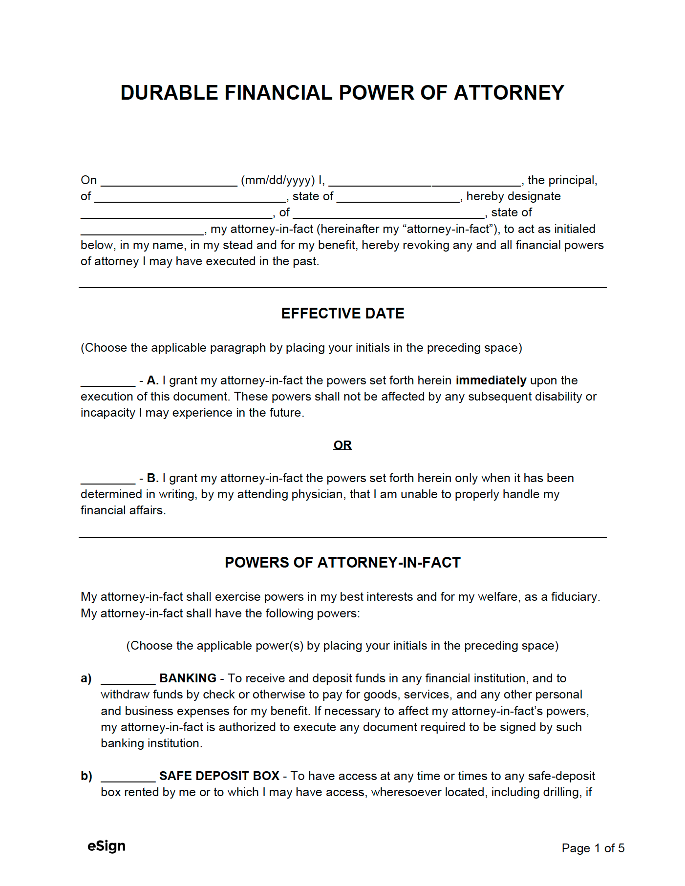 Free Durable Power Of Attorney Form | Pdf | Word intended for Printable Durable Power of Attorney Form