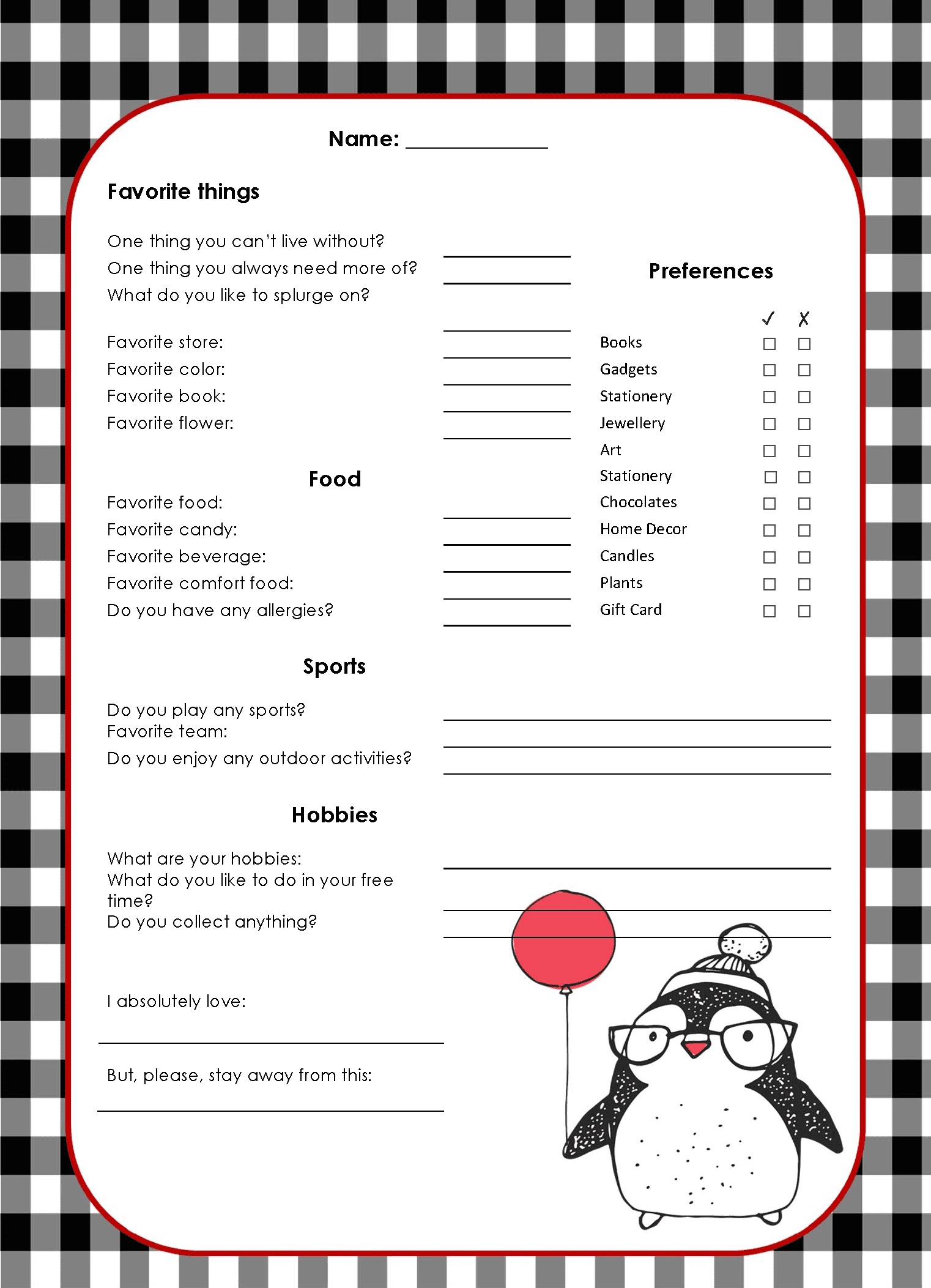 Free Editable Secret Santa Form Template pertaining to Secret Santa Printable Questionnaire