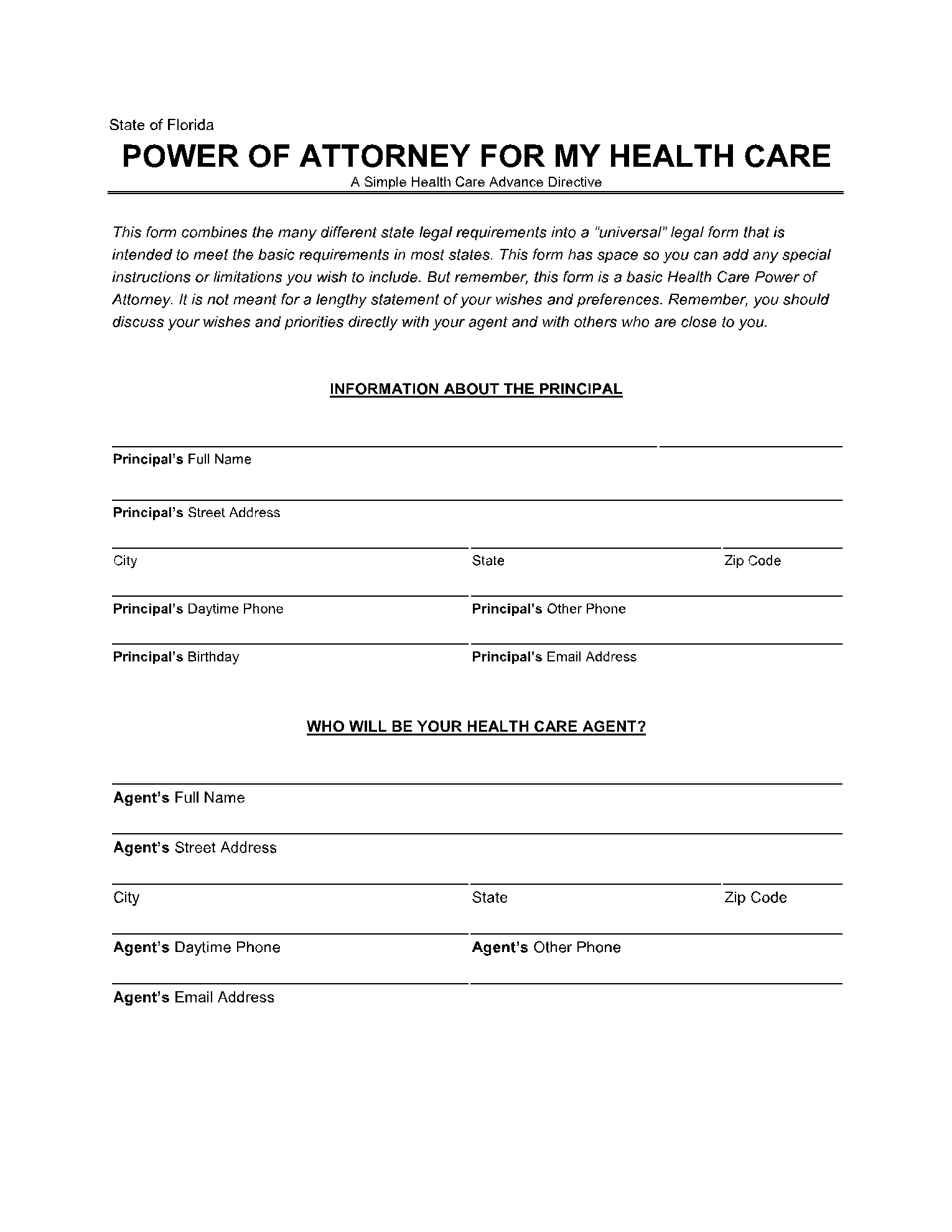 Free Florida Medical Power Of Attorney | Pdf | Cocosign intended for Printable Health Care Proxy Form Florida