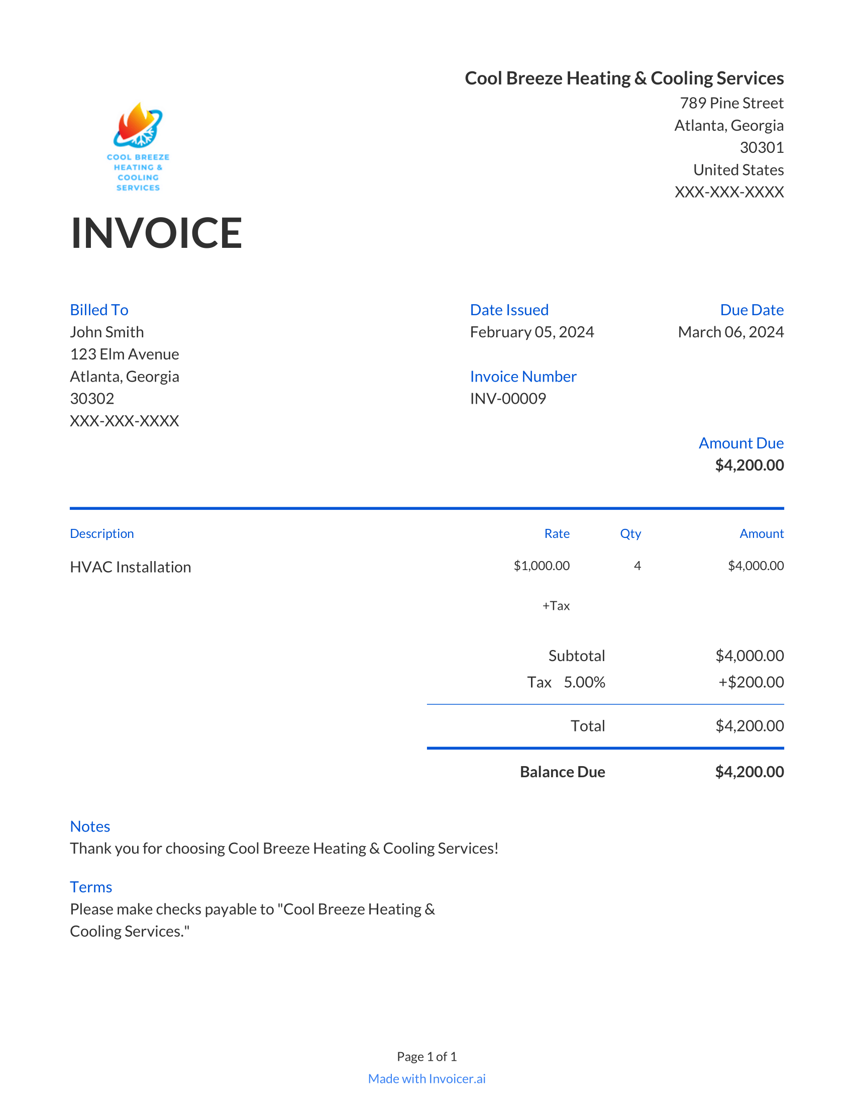 Free Hvac Invoice Templates with Free Printable Hvac Invoice Template