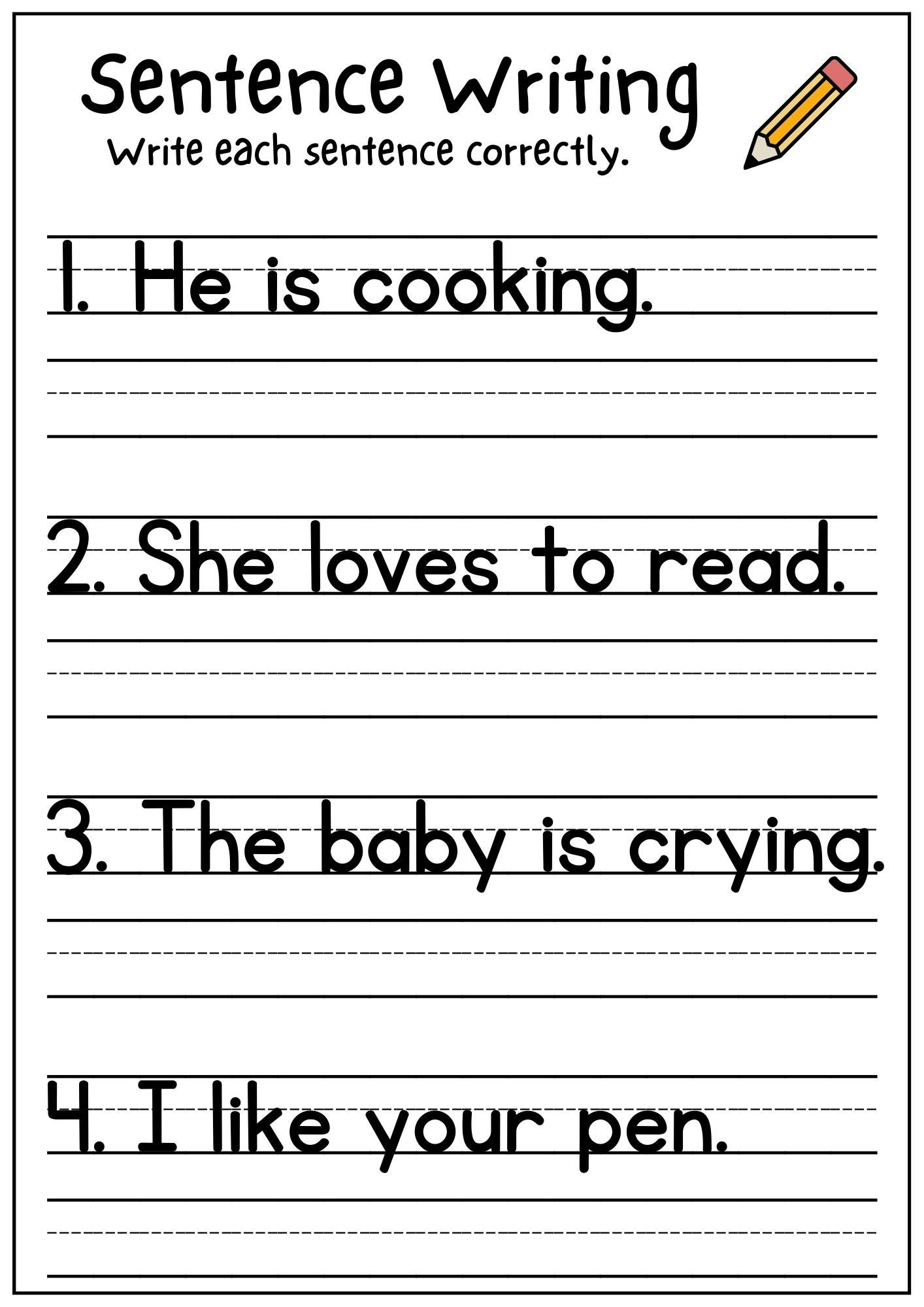 Free Kindergarten Writing Sentences Worksheets - Active Little pertaining to Free Printable Sentence Writing Worksheets