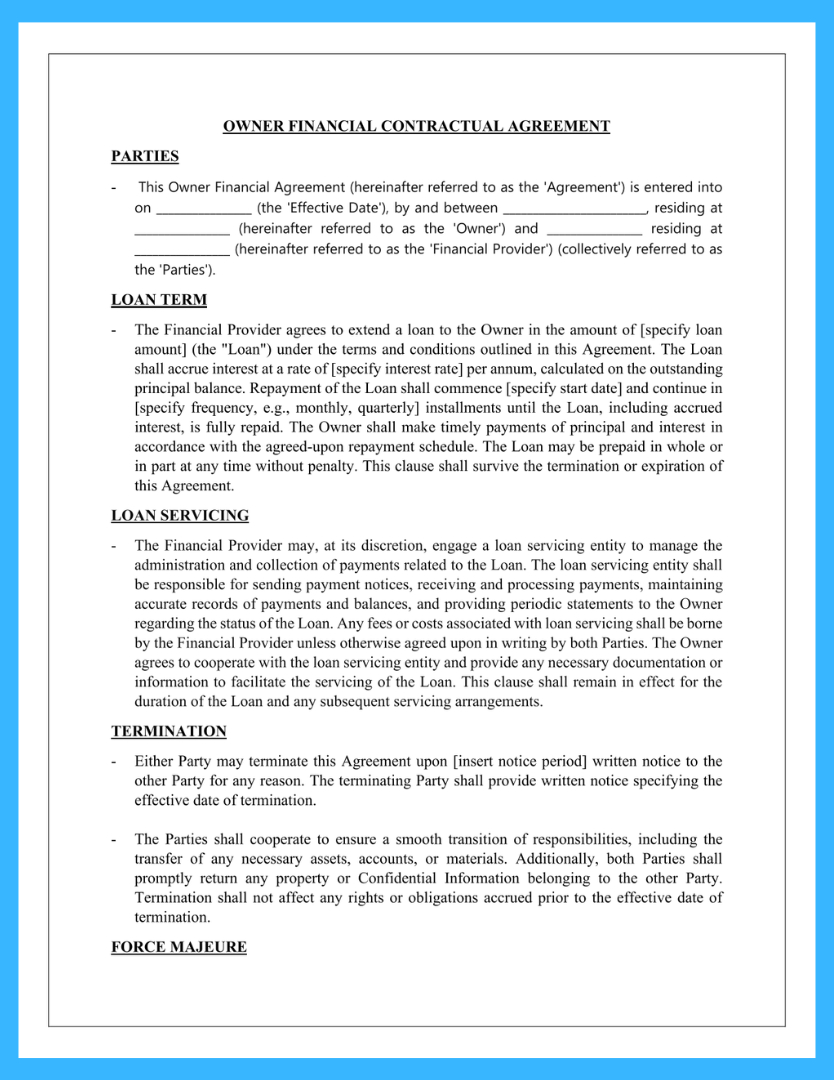 Free Owner Financing Contract Template for Free Printable Owner Financing Contract