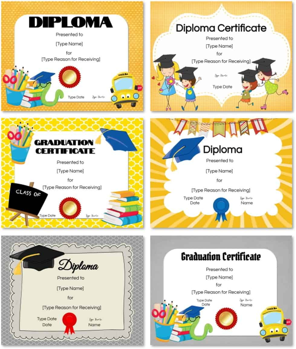 Free Preschool And Kindergarten Graduation Certificate Templates for Free Printable Diplomas For Preschool