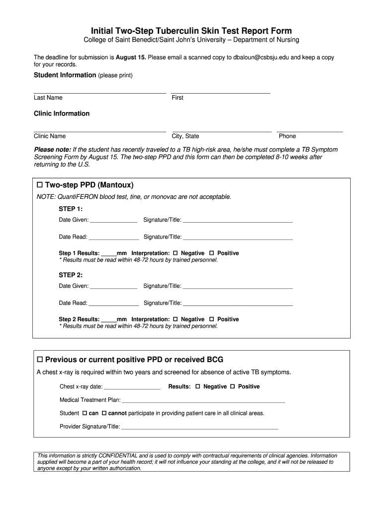Free Printable 2 Step Tb Test Form Pdf Download: Fill Out & Sign for Free Printable Tb Test Form For Employment