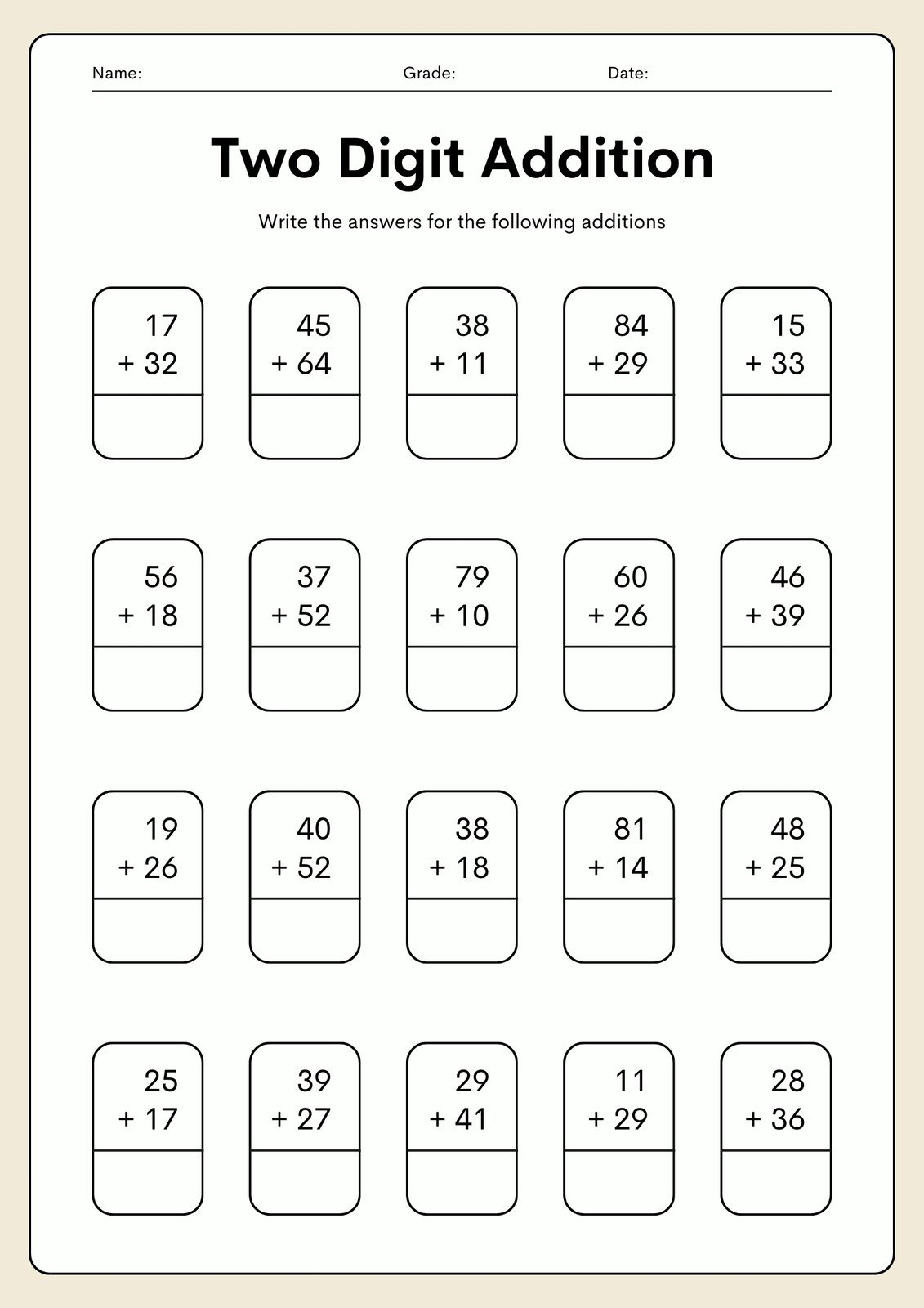 Free Printable 2Nd Grade Math Worksheets | Canva regarding Printable Math Worksheets For 2Nd Grade