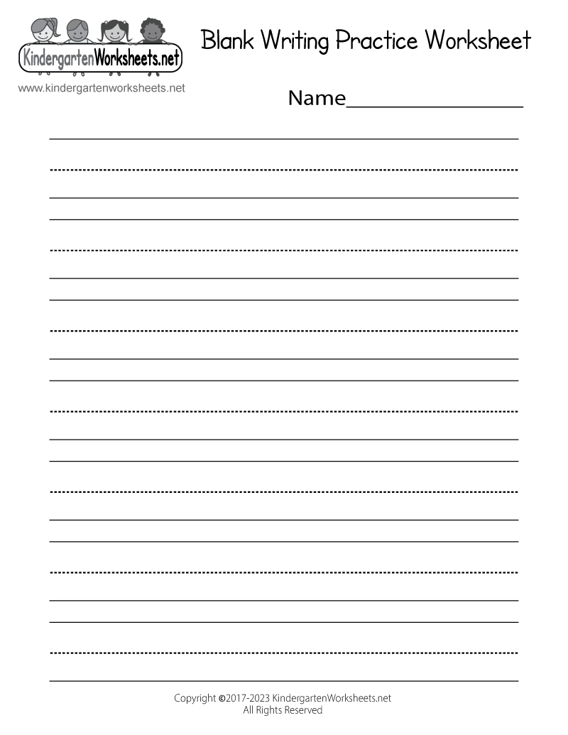 Free Printable Blank Writing Practice Worksheet regarding Printable Writing Worksheets For Kindergarten
