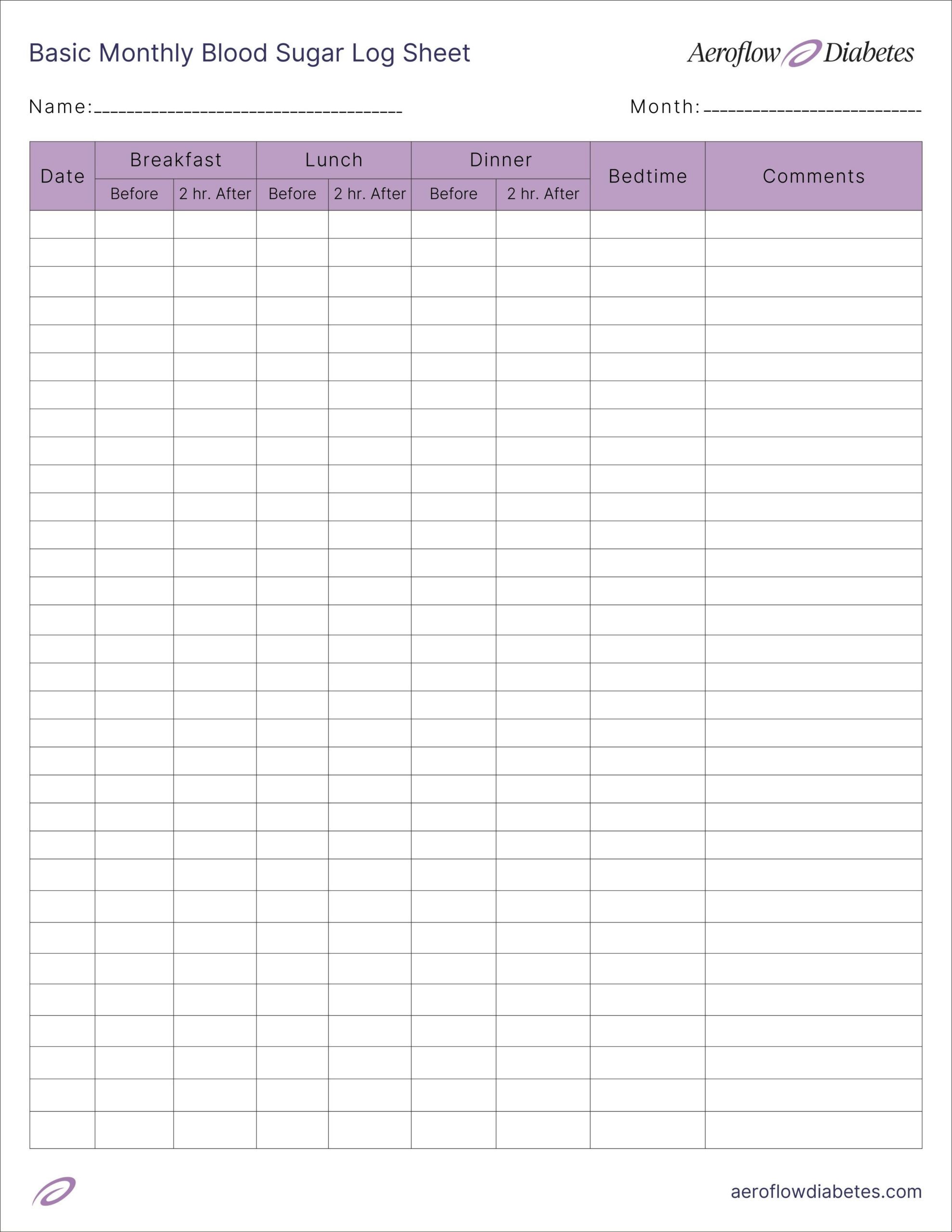 Free Printable Blood Sugar Log Sheet | Aeroflow Diabetes regarding Free Printable Blood Glucose Logs