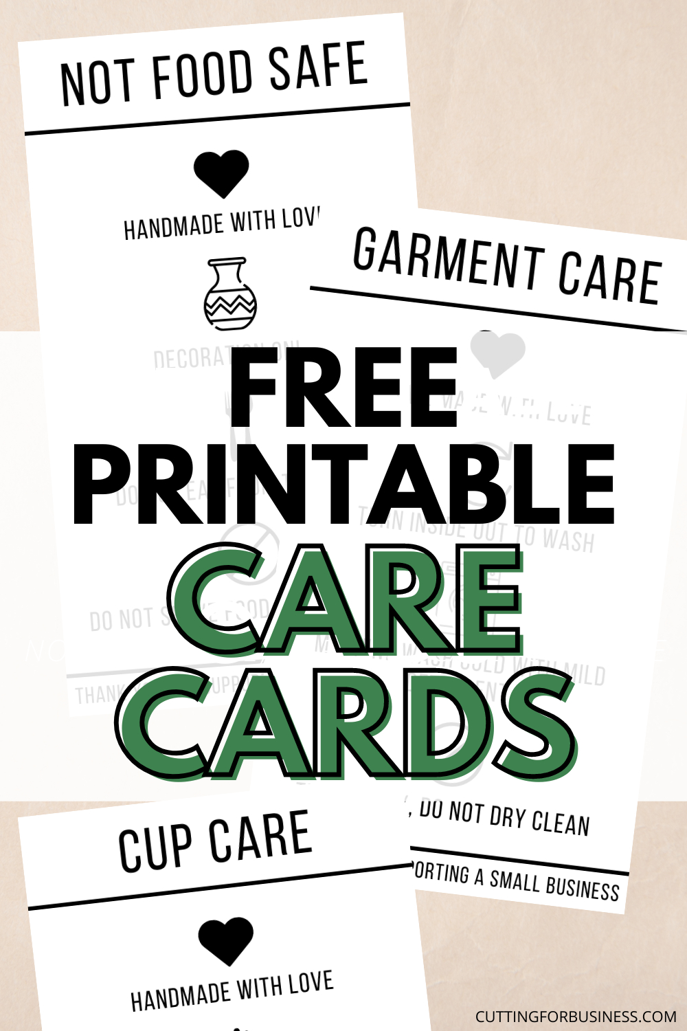 Free Printable Care Cards For Your Craft Business - Cutting For inside Printable Care Instruction Cards Free