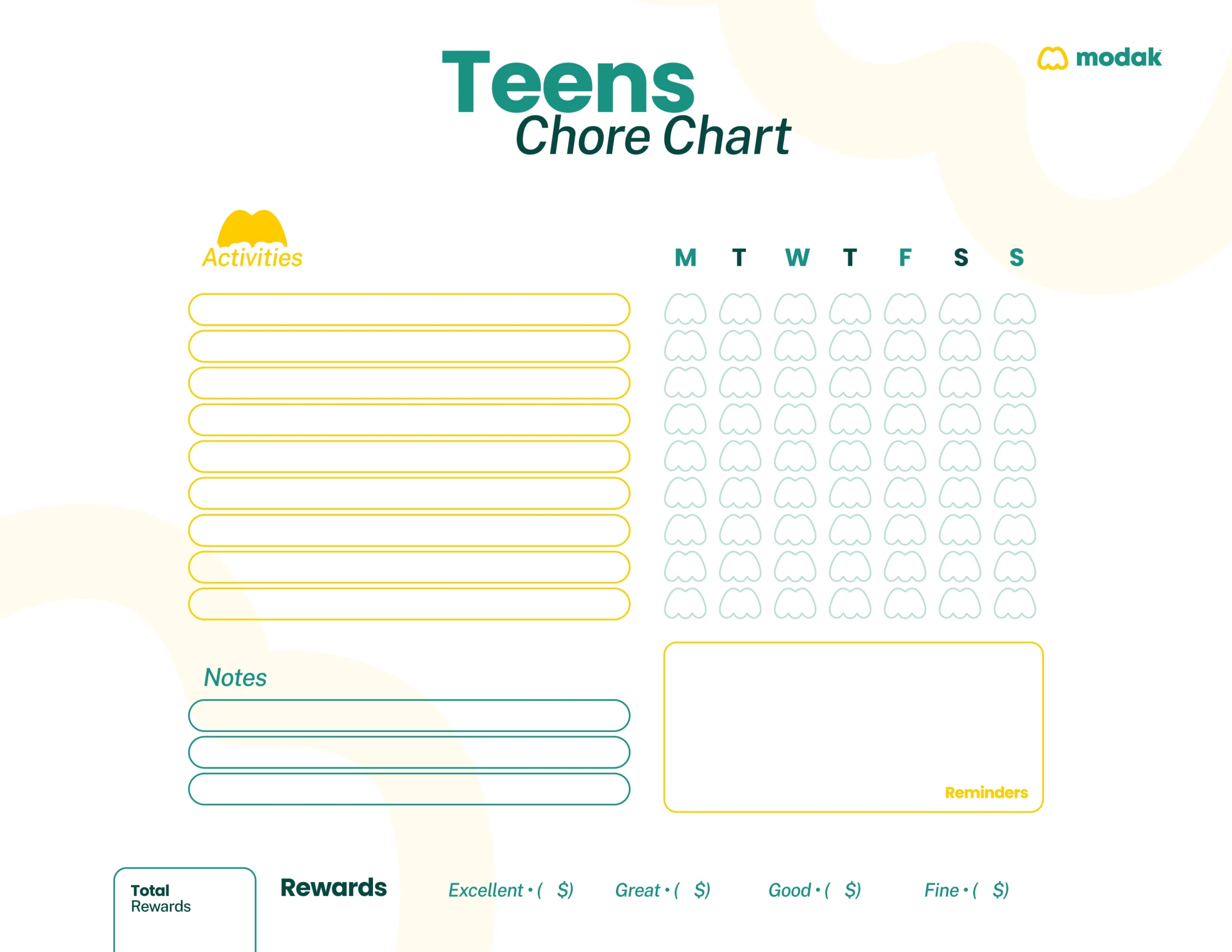 Free Printable Chore Chart For Teens pertaining to Printable Chore List For Teenager