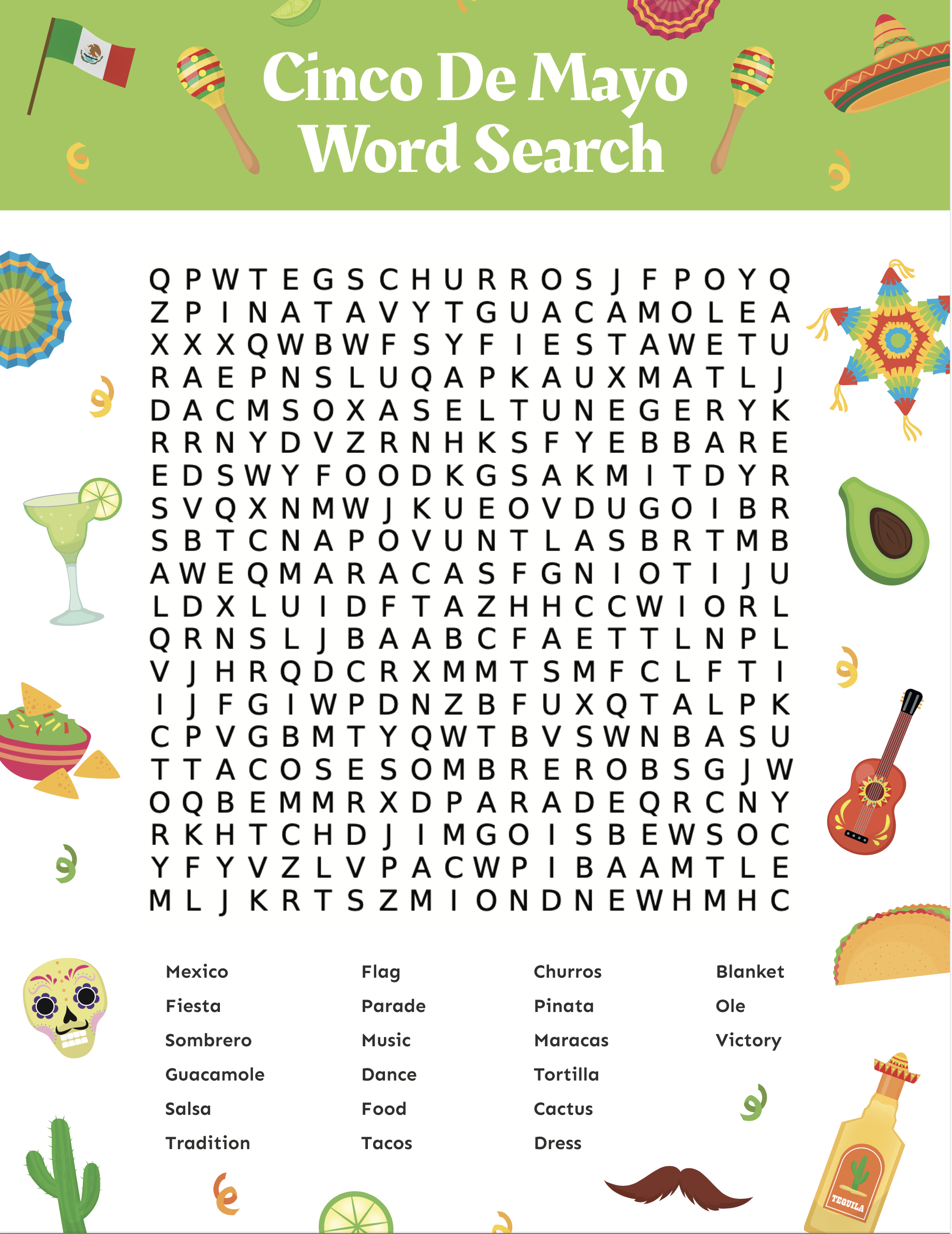 Free Printable Cinco De Mayo Word Search Puzzle - Play Party Plan regarding Cinco De Mayo Word Search Free Printable