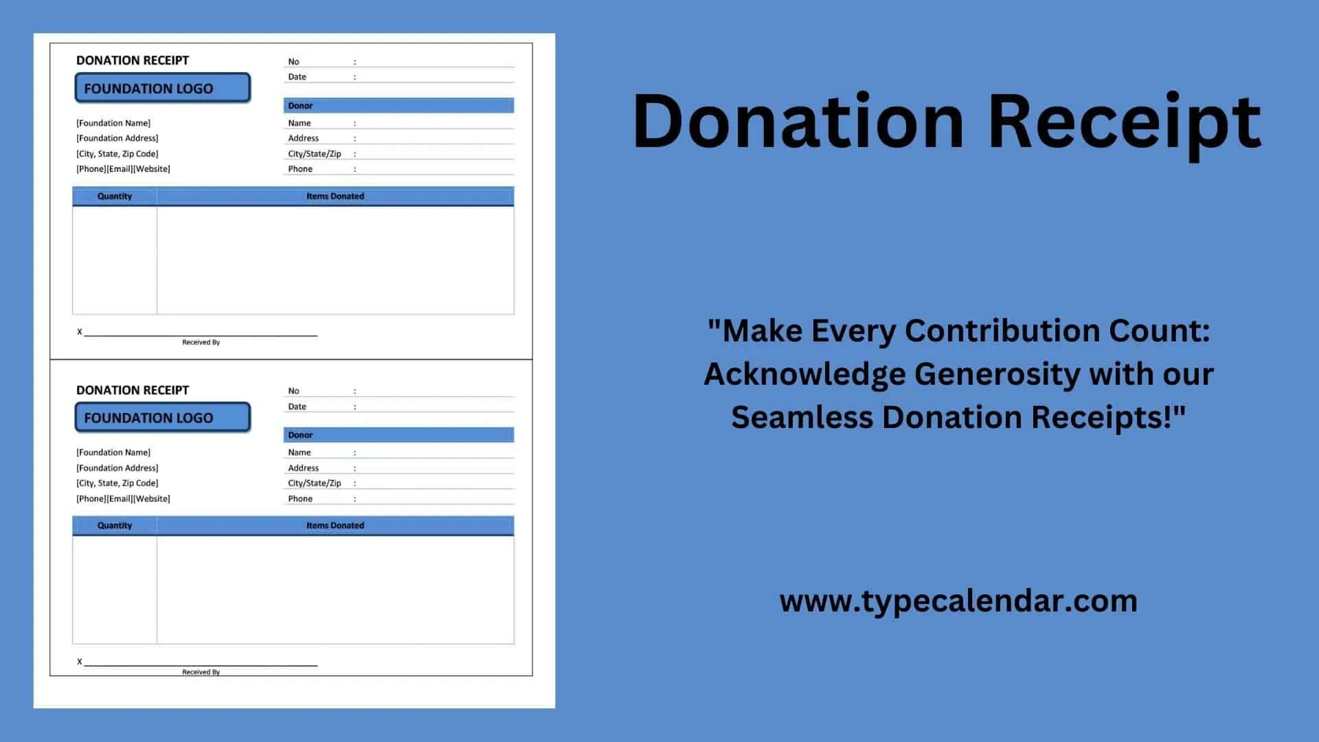 Free Printable Donation Receipt Templates [Pdf, Word, Excel] within Free Printable Donation Receipt Template