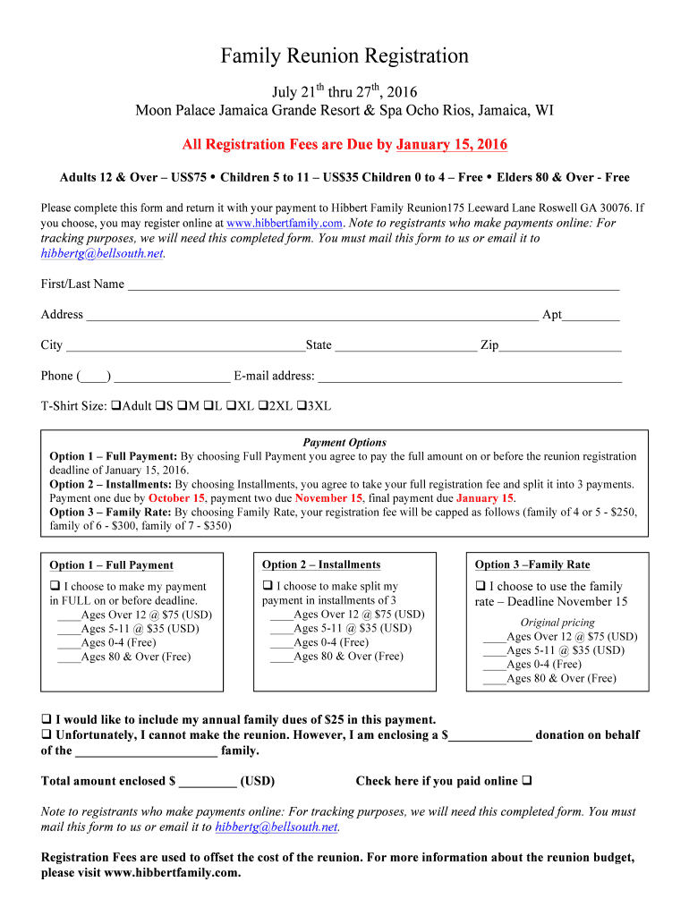Free Printable Family Reunion Registration Form Template Word within Printable Family Reunion Registration Forms