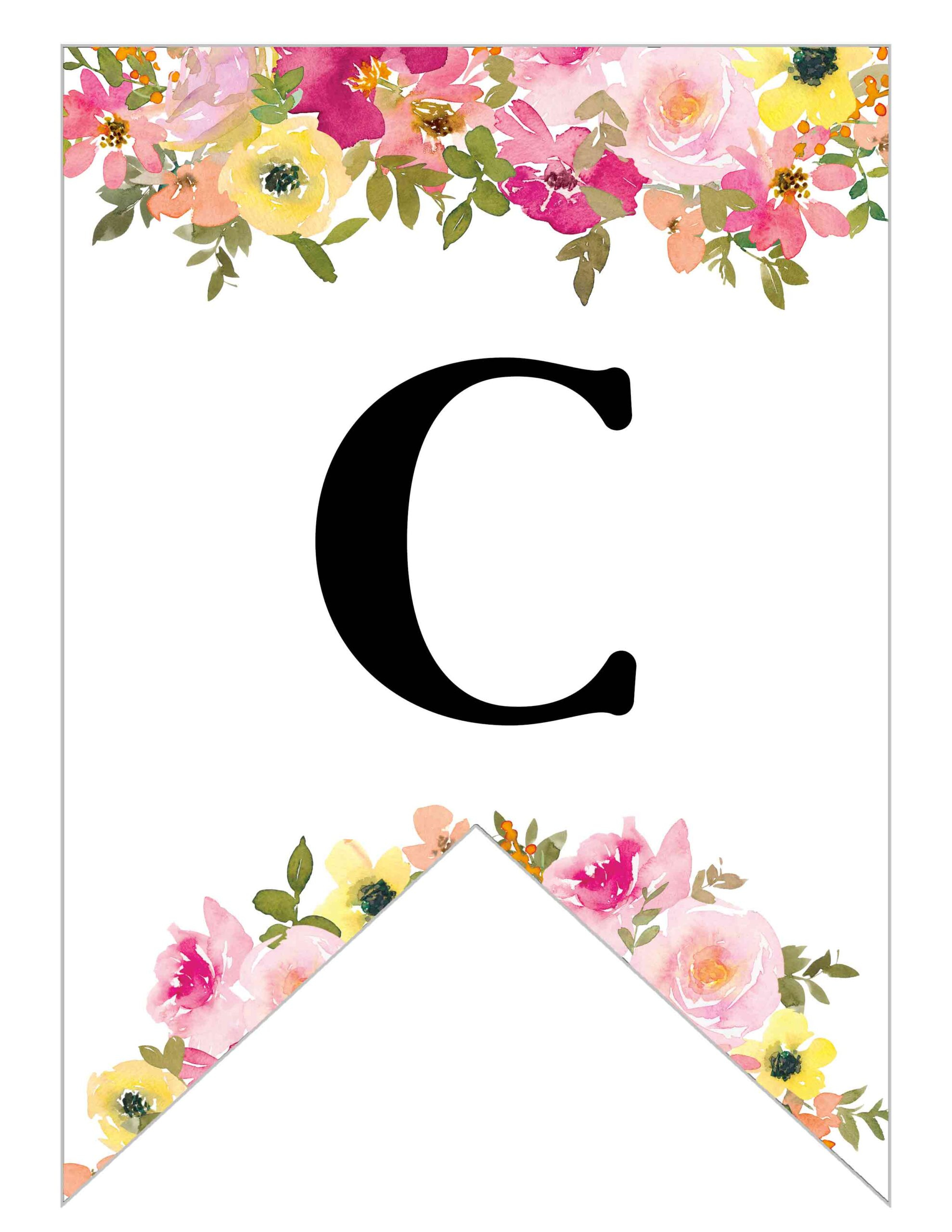 Free Printable Floral Alphabet Banner Letters - Lovely Planner throughout Free Letter Printables For Banners