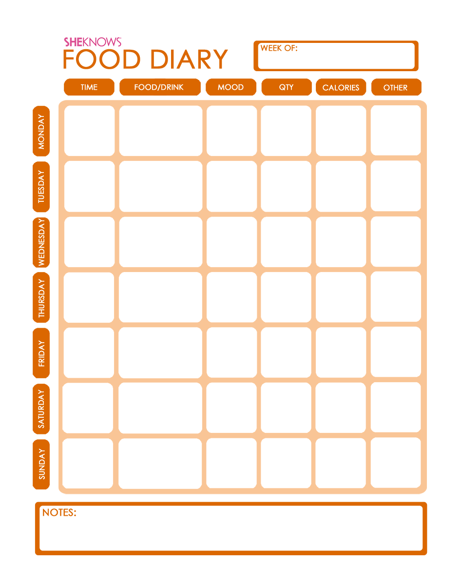 Free Printable Food Diary Template throughout Free Printable Food Journal For Weight Loss
