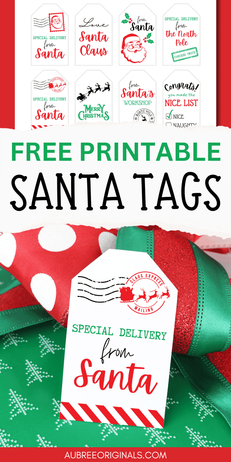 Free Printable "From Santa" Gift Tags For Christmas - Aubree Originals regarding Secret Santa Labels Free Printable