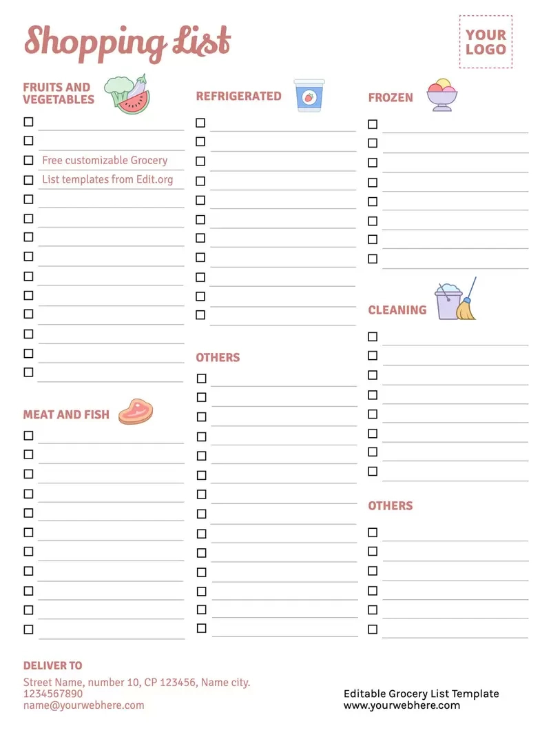 Free Printable Grocery List Templates throughout Printable Grocery Shopping List Template
