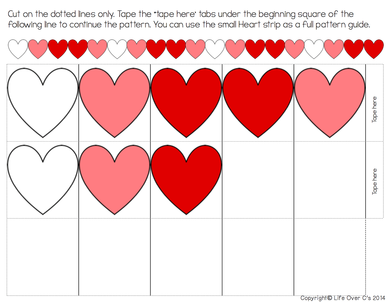 Free Printable Heart Pattern Strips For Valentine'S Day in Valentine's Day Hearts Printable