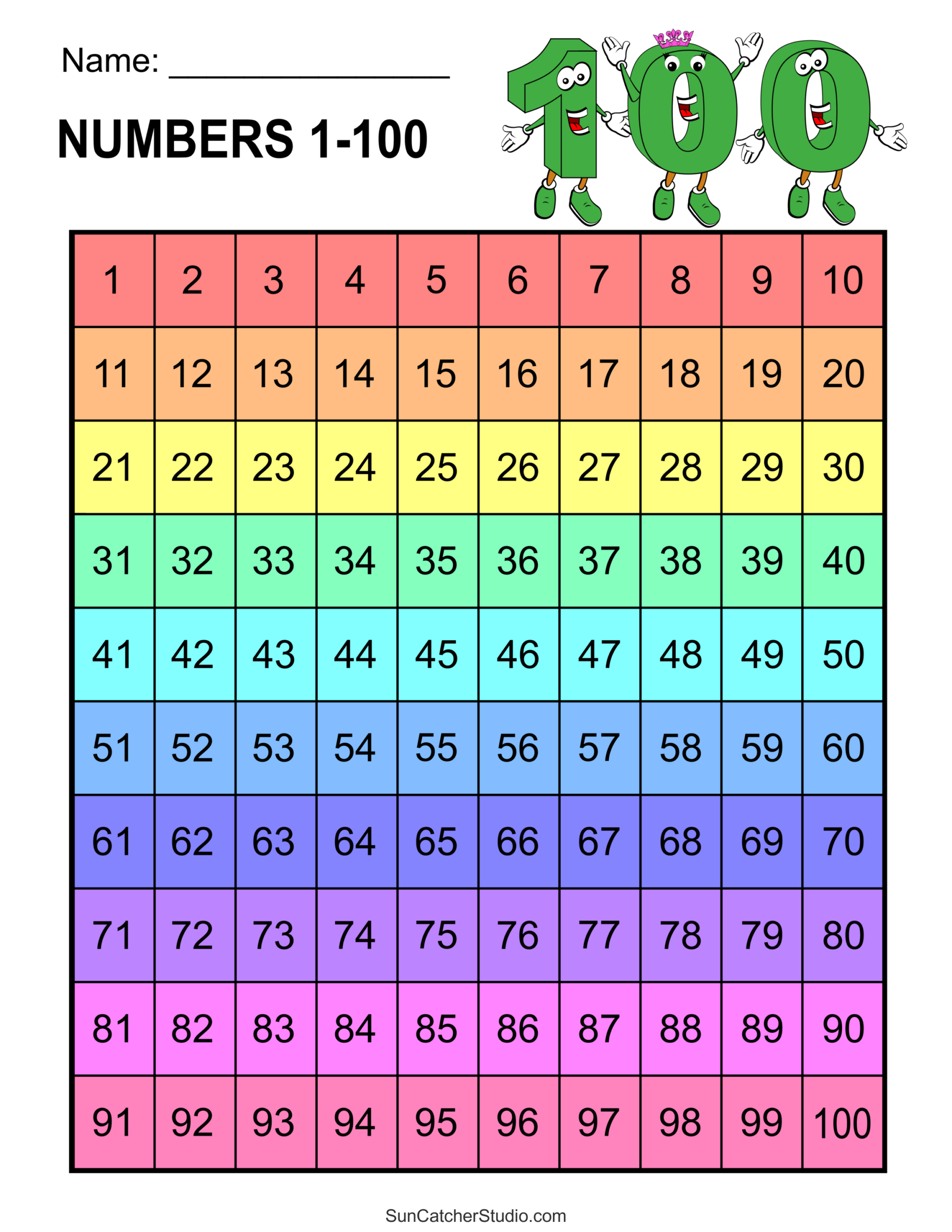 Free Printable Hundreds Charts (Numbers 1 To 100) – Free inside Free Printable One Hundred Chart
