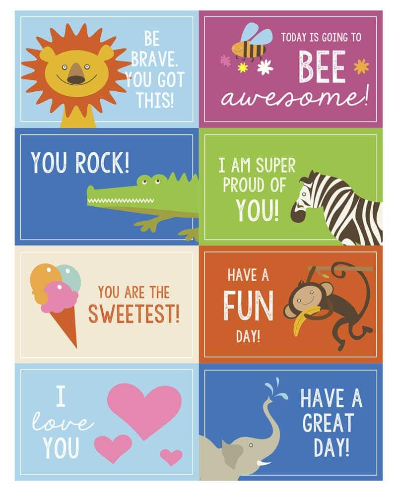 Free Printable Lunch Box Notes + Jokes | Lil' Luna intended for Free Printable Lunch Box Notes
