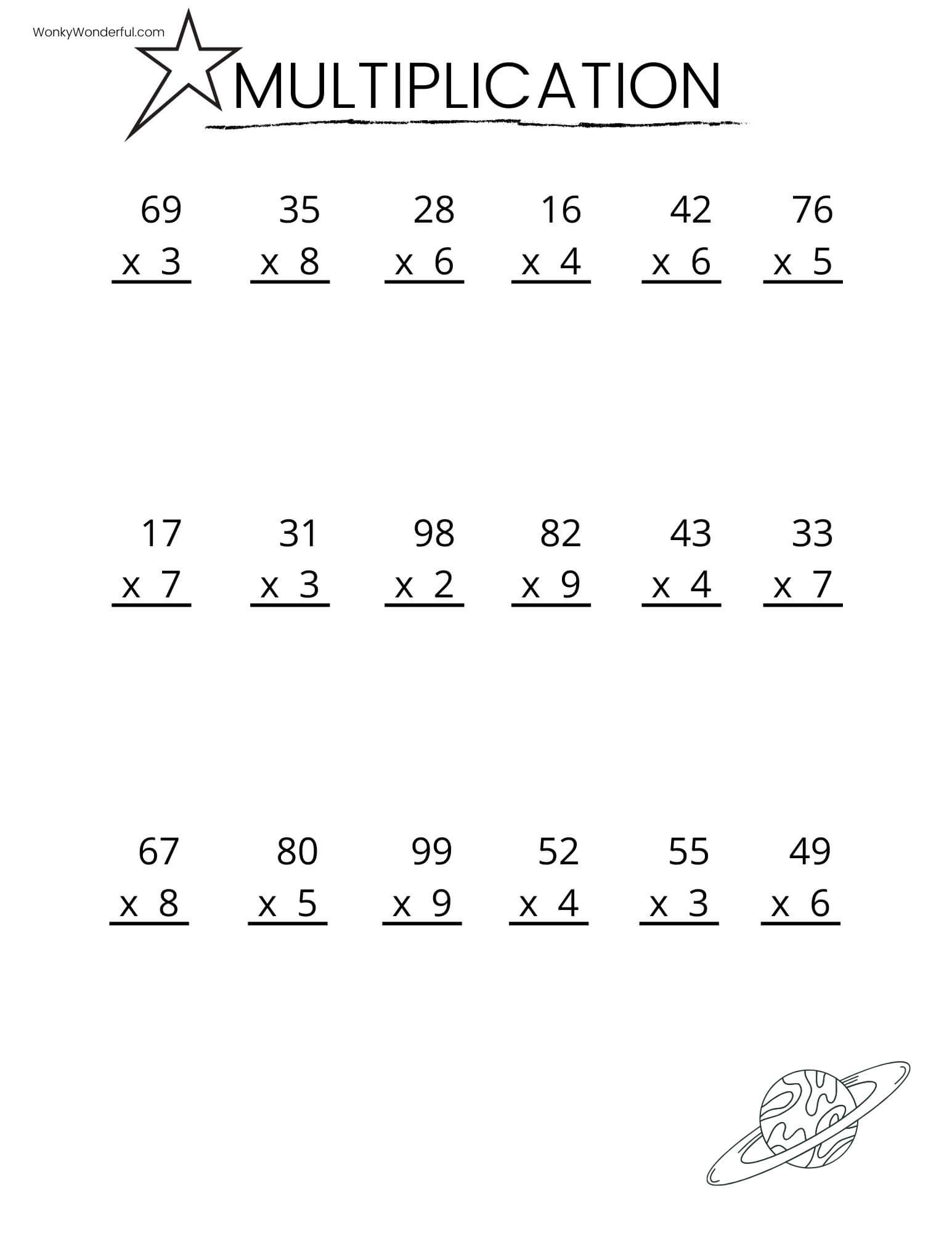 Free Printable Multiplication Worksheets + Wonkywonderful for Multiplication Facts Worksheets Printable Free