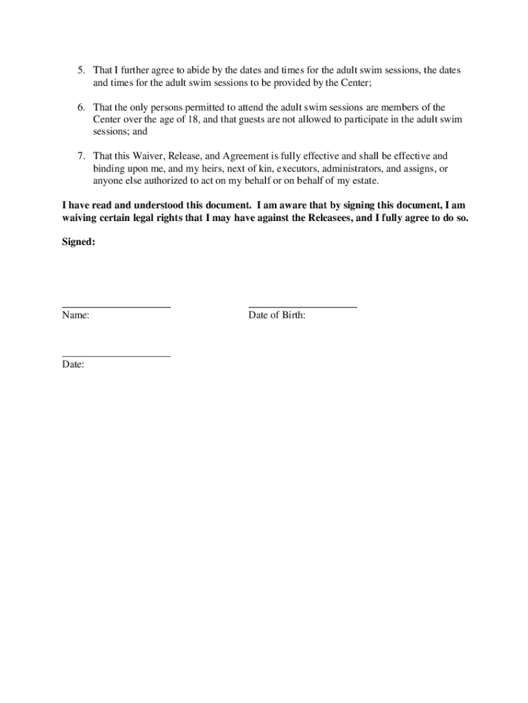 Free Printable Pool Waiver Form: Fill Out & Sign Online | Dochub pertaining to Free Printable Pool Waiver Form