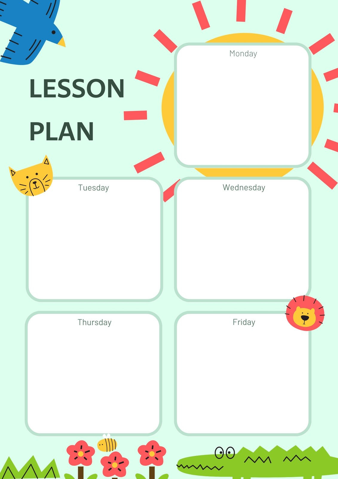 Free Printable Preschool Lesson Plan Templates | Canva within Free Printable Lesson Plan Templates Preschool