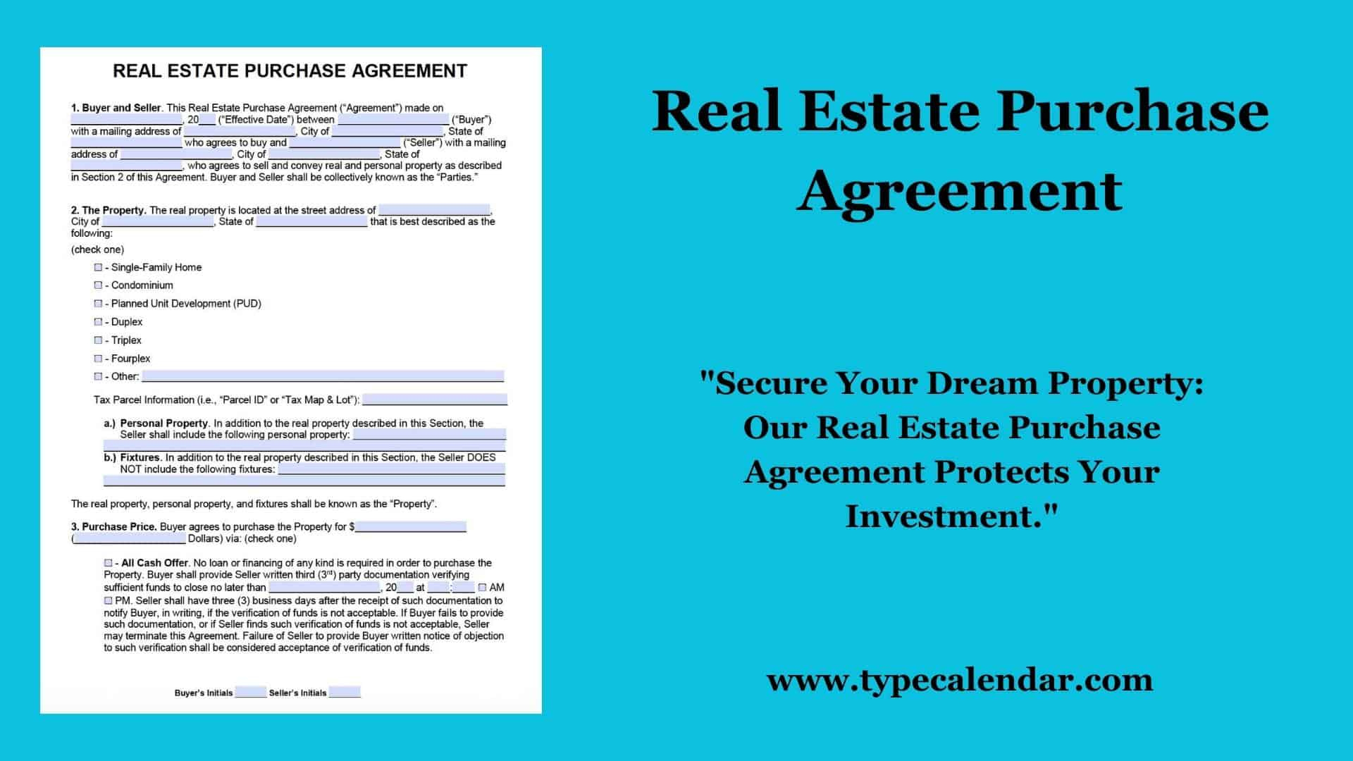 Free Printable Real Estate Purchase Agreement Templates [Word, Pdf] in Real Estate Printable Simple Purchase Agreement Template Word