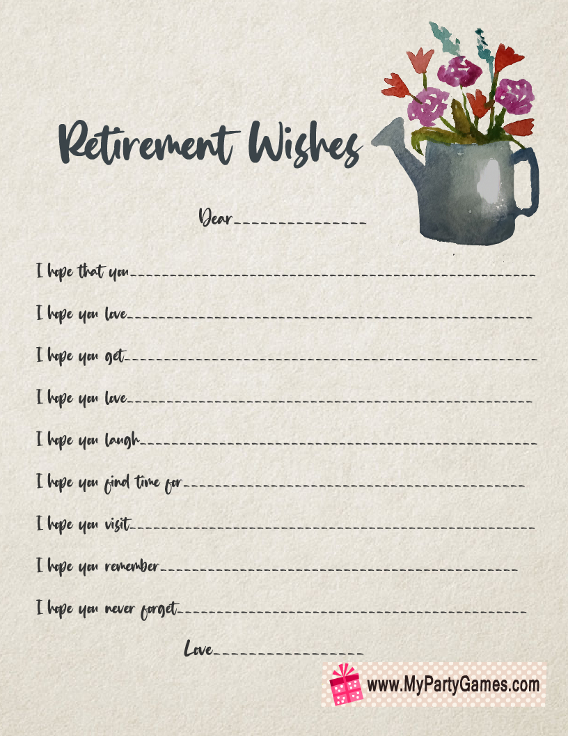 Free Printable Retirement Wishes Game Cards in Free Printable Retirement Cards