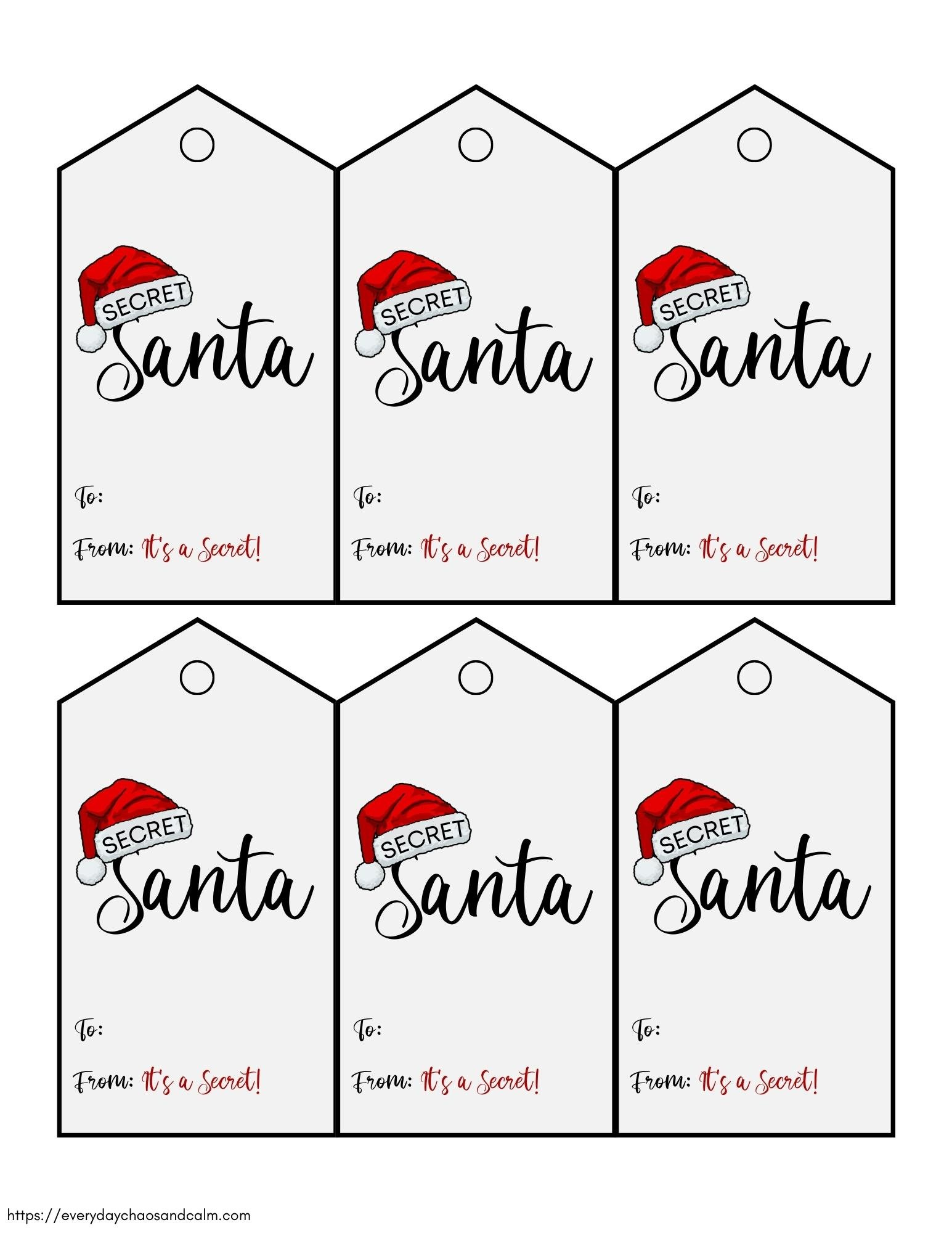 Free Printable Secret Santa Gift Tags with Secret Santa Labels Free Printable