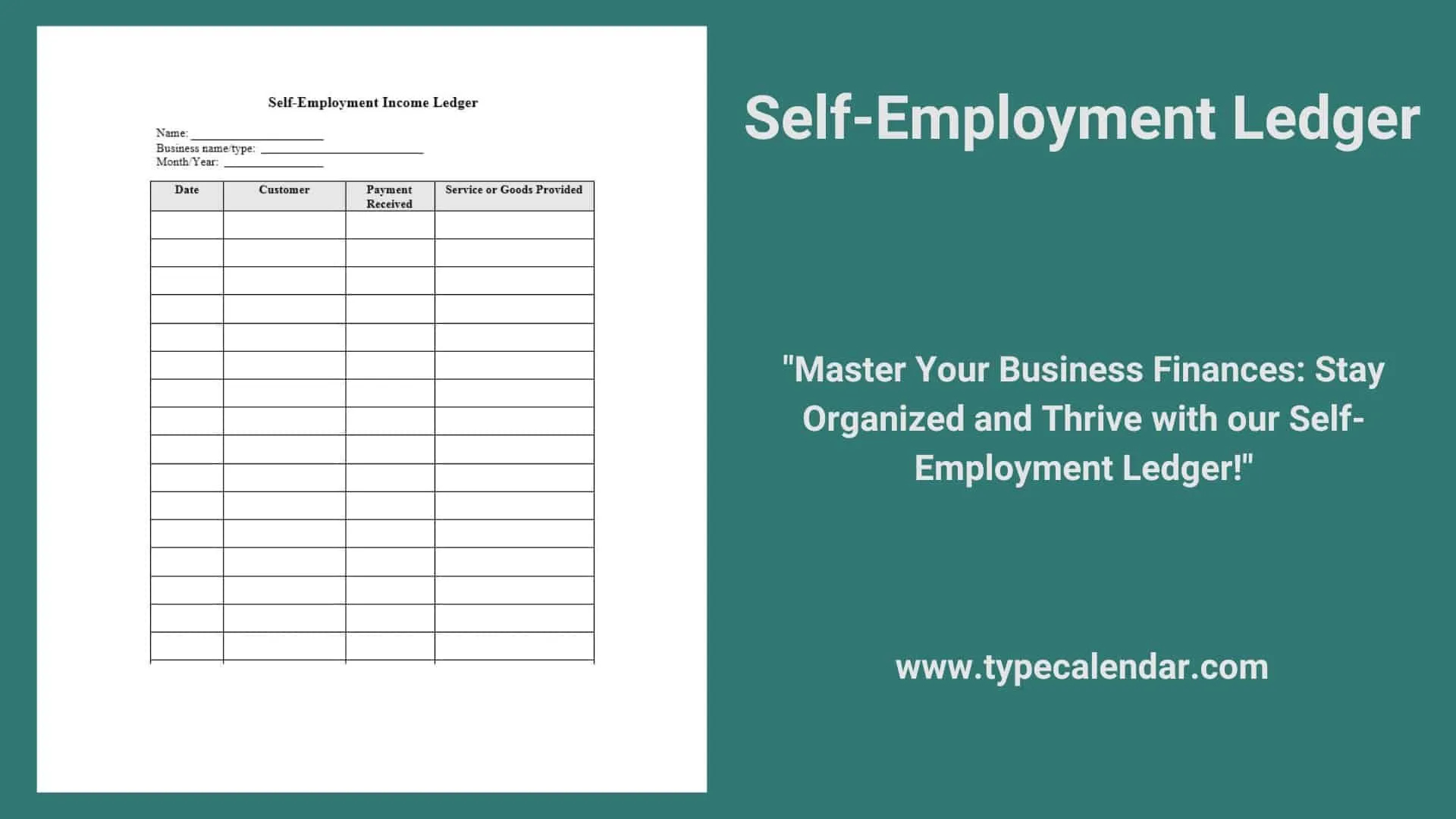 Free Printable Self-Employment Ledger Templates [Pdf, Word, Excel] for Printable Blank Self Employment Ledger Sheets