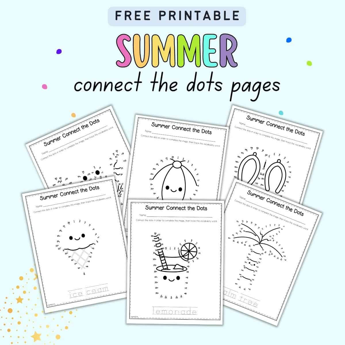 Free Printable Summer Connect The Dots Worksheets - The Artisan Life regarding Summer Dot To Dot Free Printable